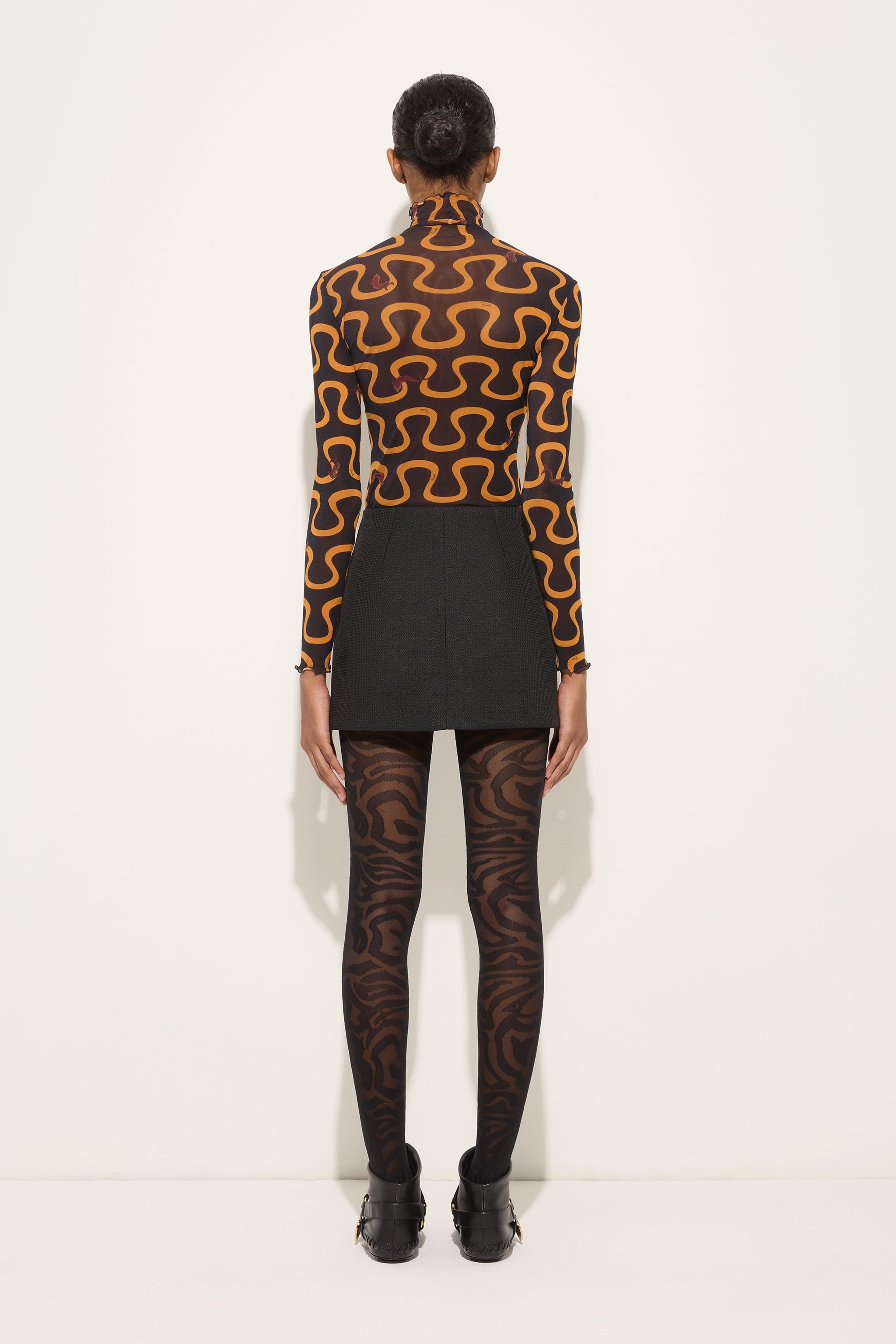 Emilio Pucci Tops Onda top noir doré tulle col haut