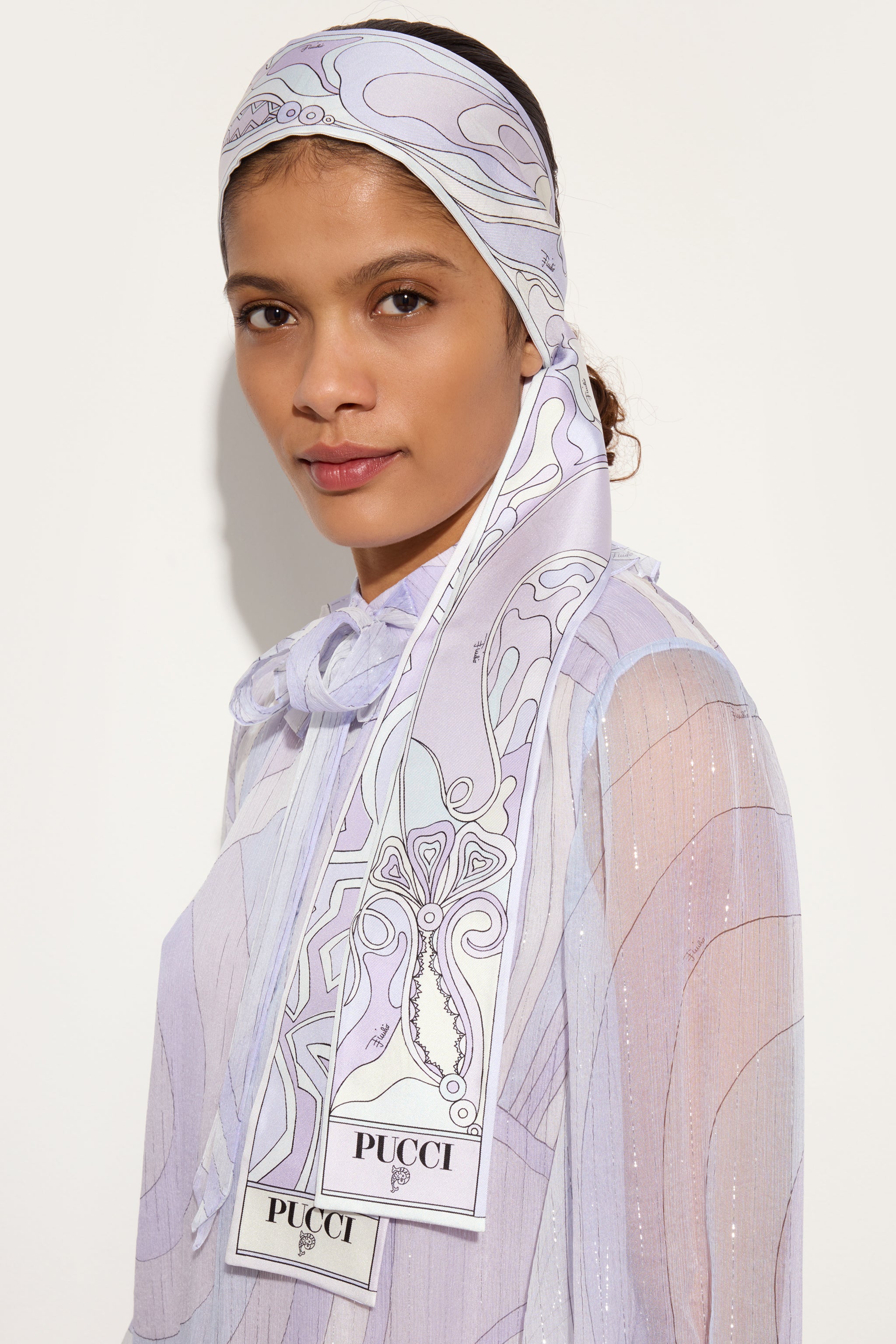 Emilio Pucci Labirinto Foulard Soie Lavande 8x160