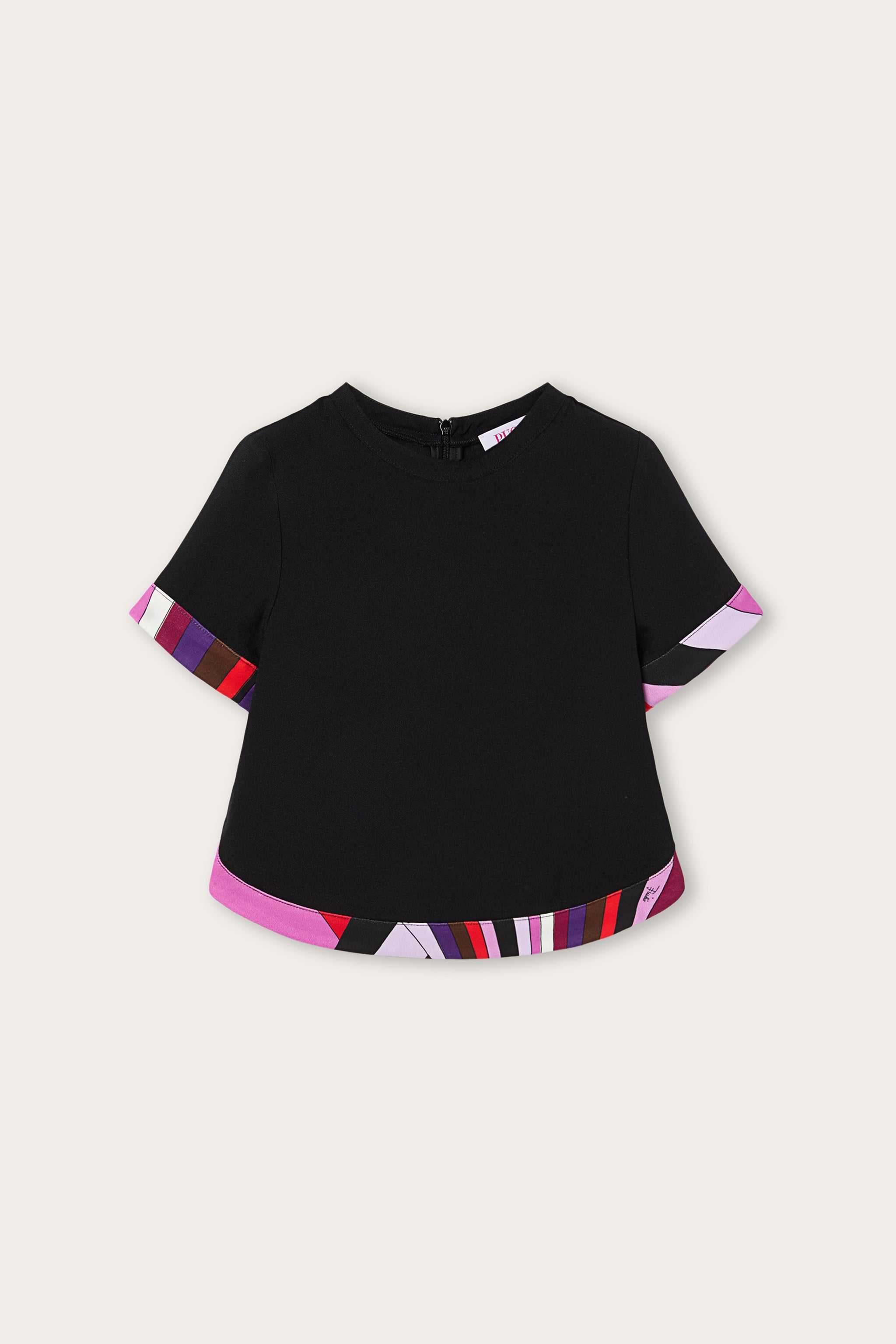 Emilio Pucci Top Noir Fille Cady Bords Imprimés