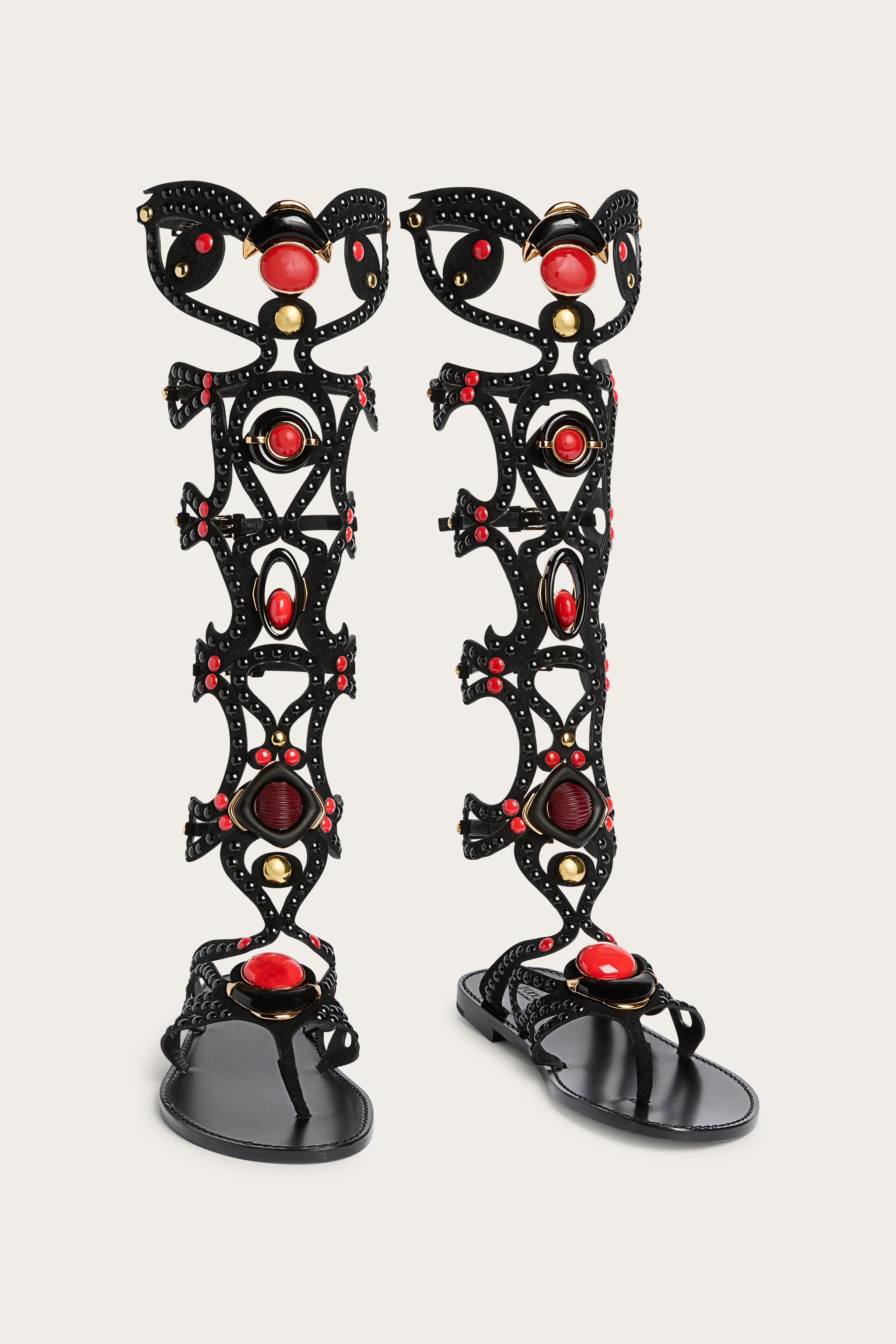 Emilio Pucci Sandales gladiateur cuir noir 38
