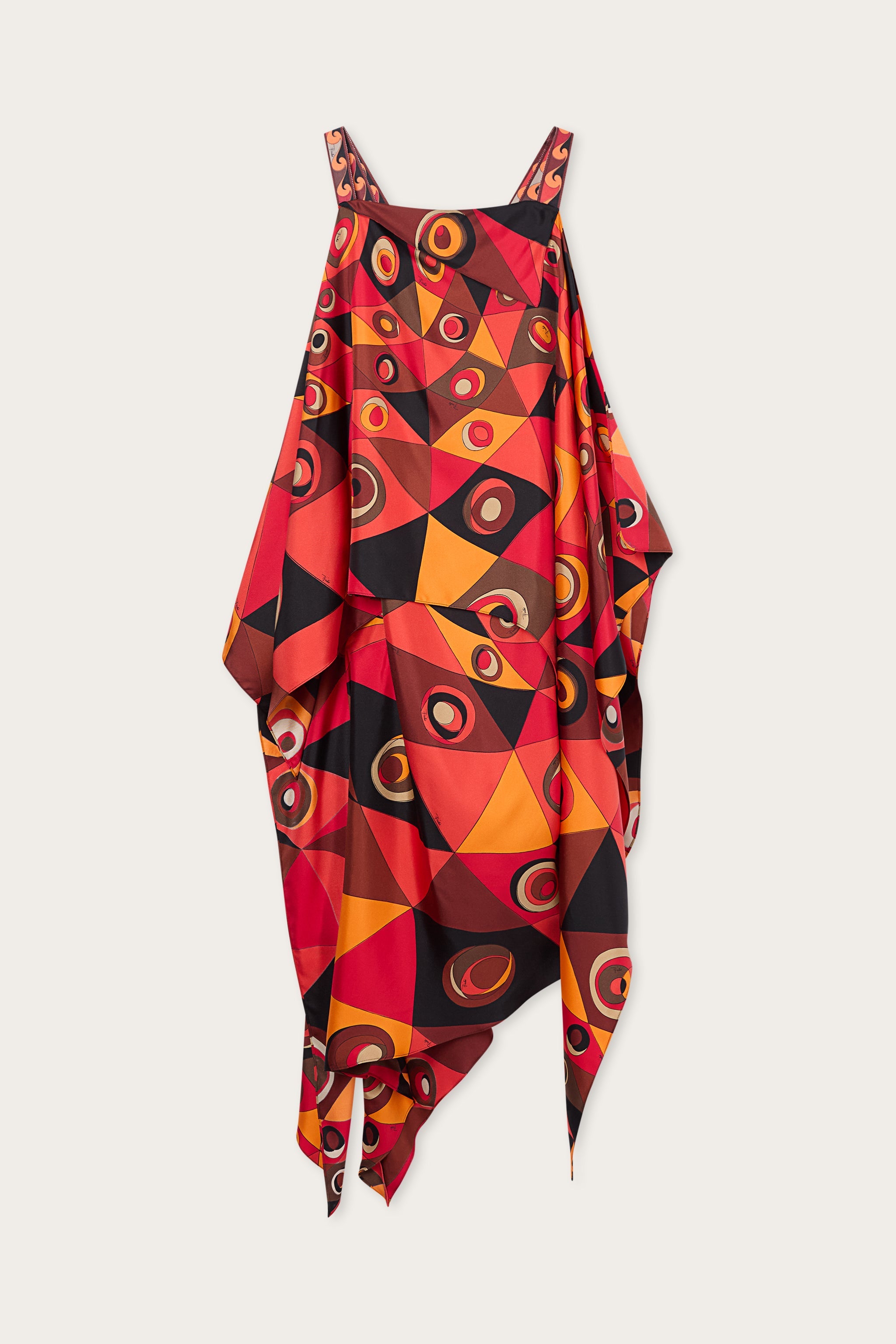Emilio Pucci Dresses Abito Occhi robe orange noir soie cape