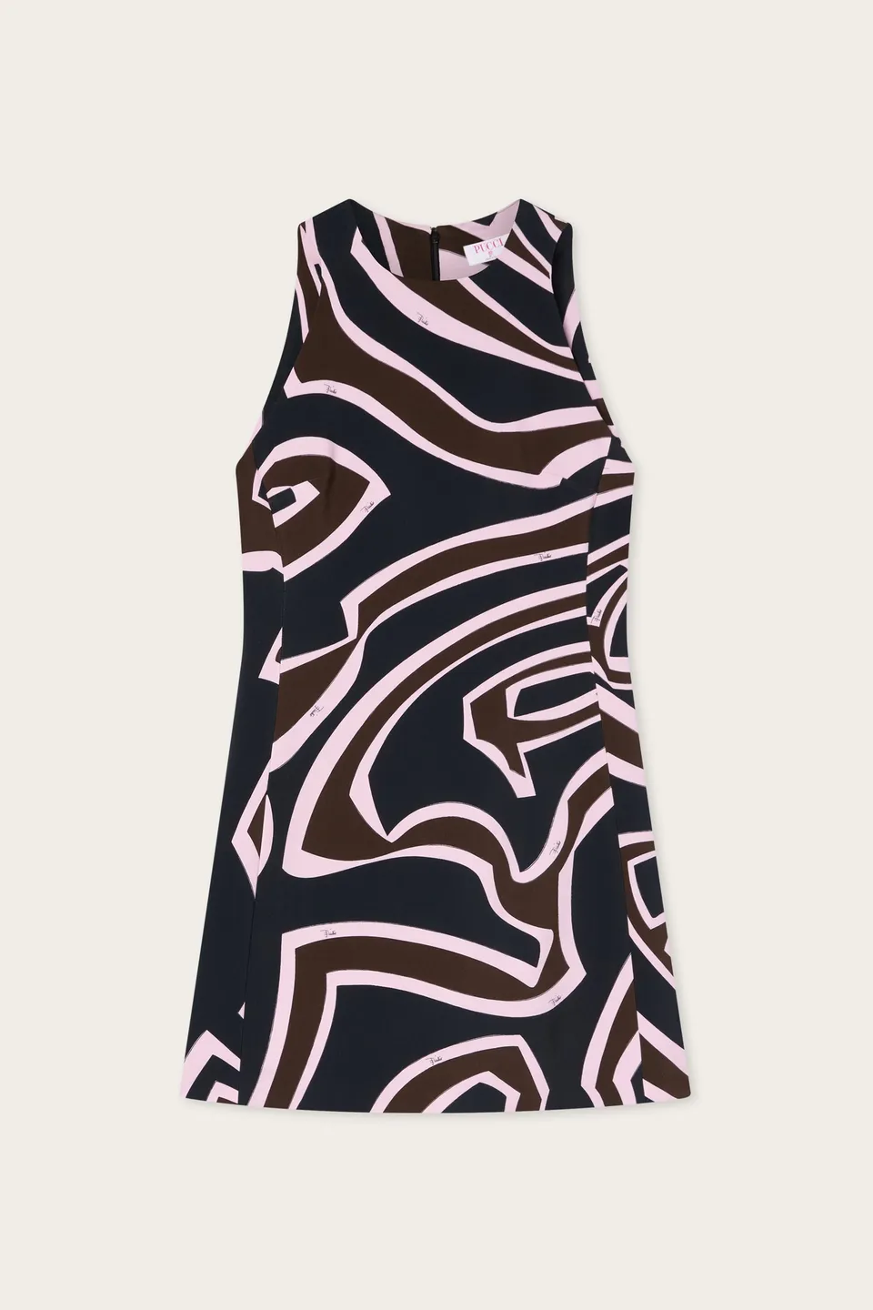 Emilio Pucci Labirinto robe en cady kaki rose sans manches