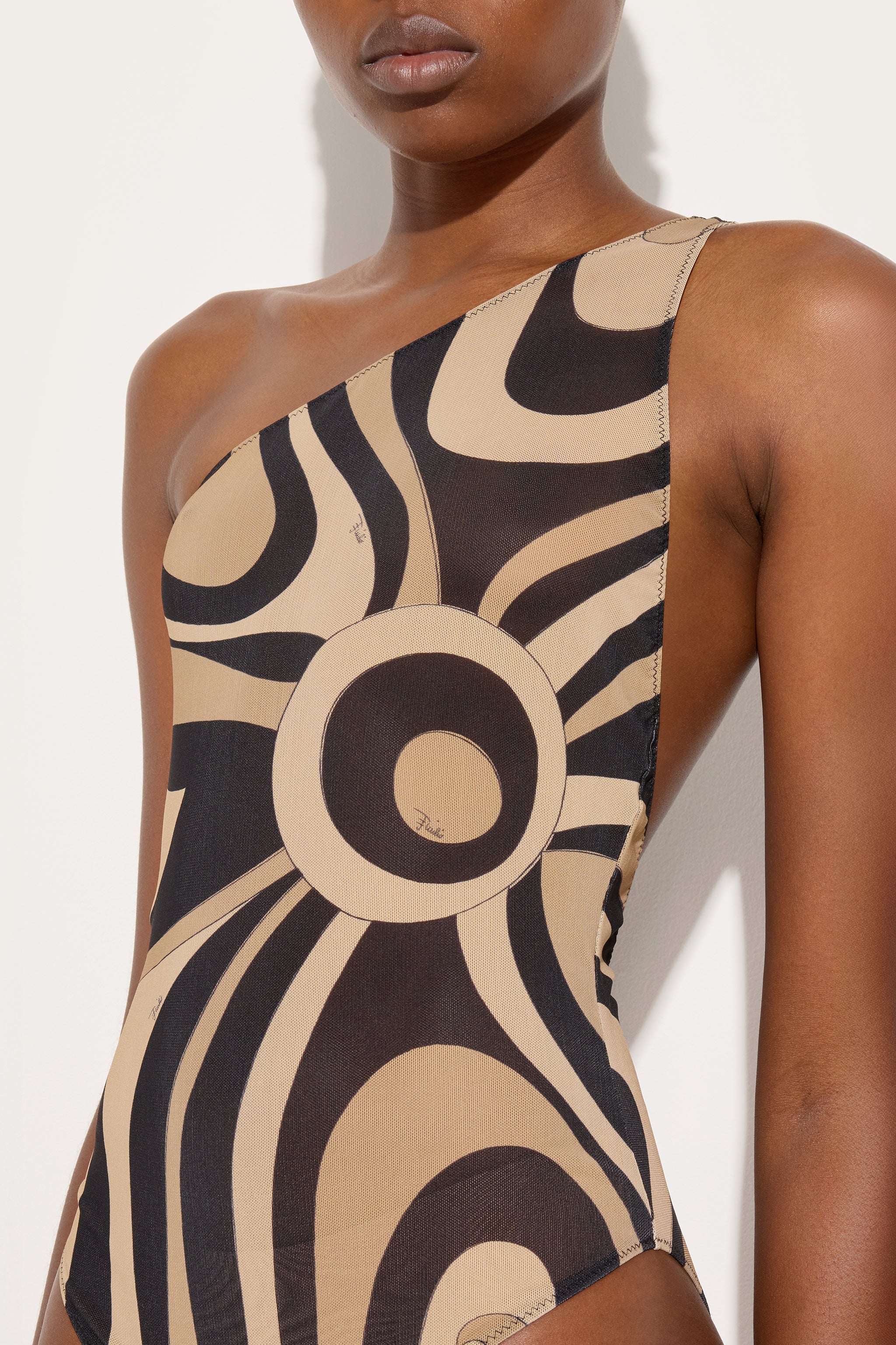 Emilio Pucci Marmo Body asymétrique beige noir S