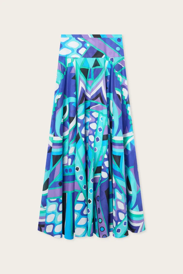 Emilio Pucci Vivara jupe coton turquoise bleu