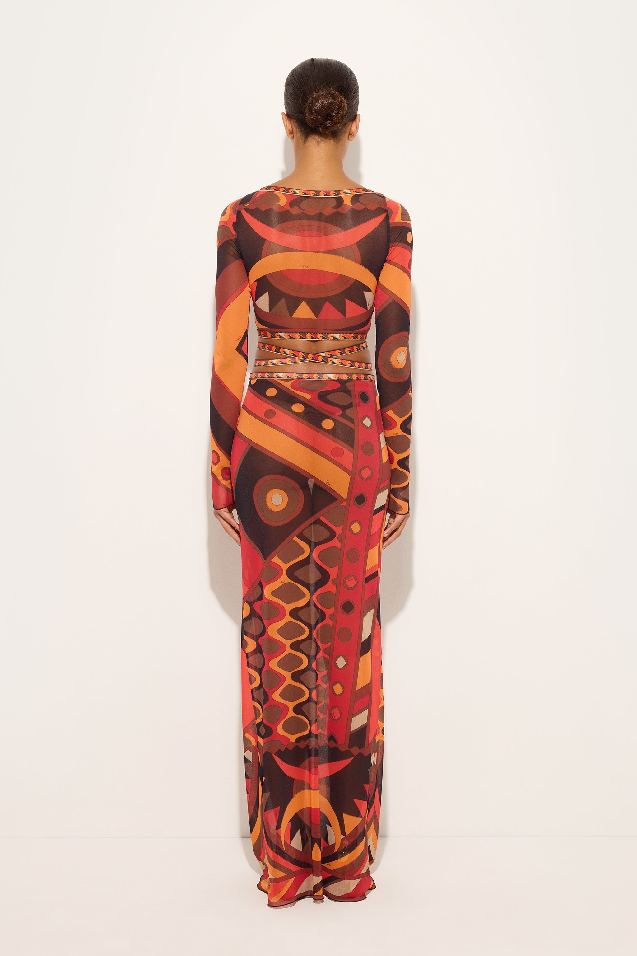 Emilio Pucci Vivara crop top tulle orange noir