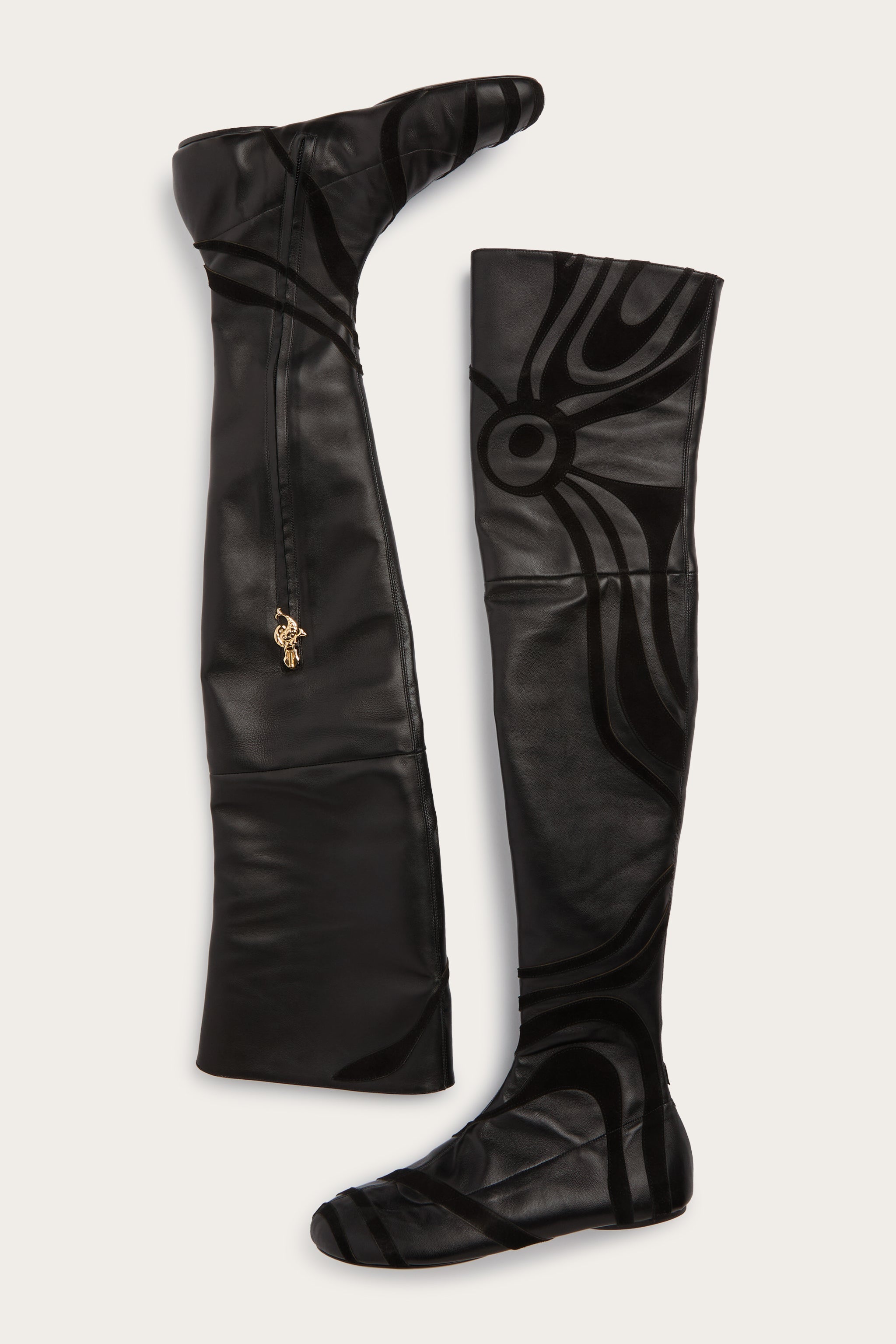 Emilio Pucci Marmo Bottes Cuissardes Cuir Noir 38