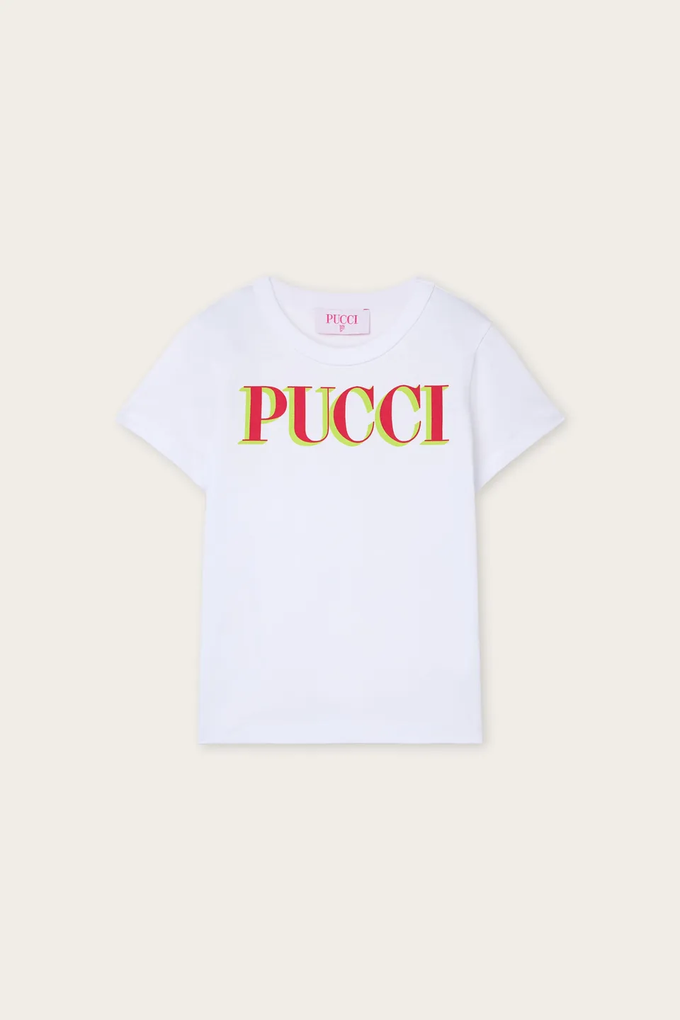 Emilio Pucci T-shirt Coton Bio Enfant Blanc Logo Rouge