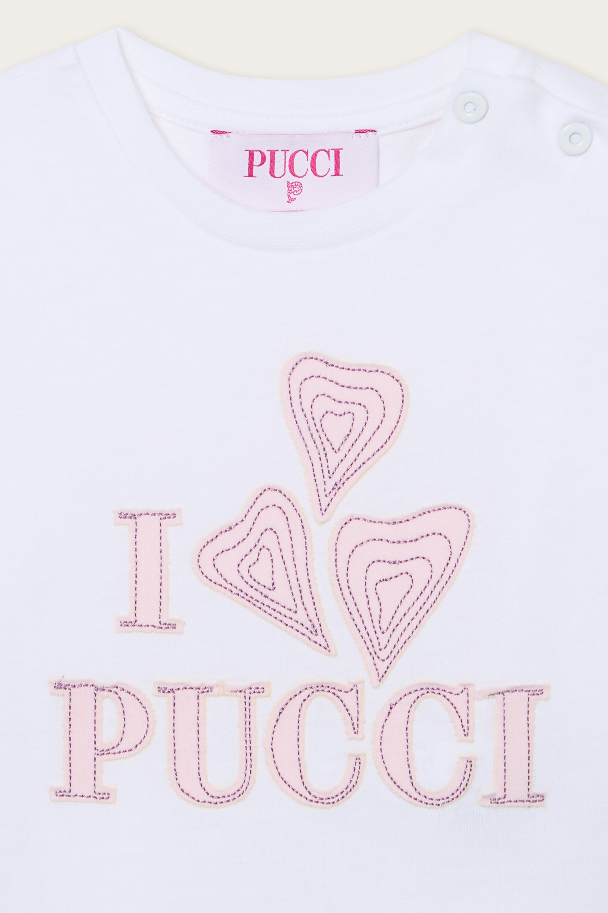 Emilio Pucci T-shirt bébé blanc rose 12M