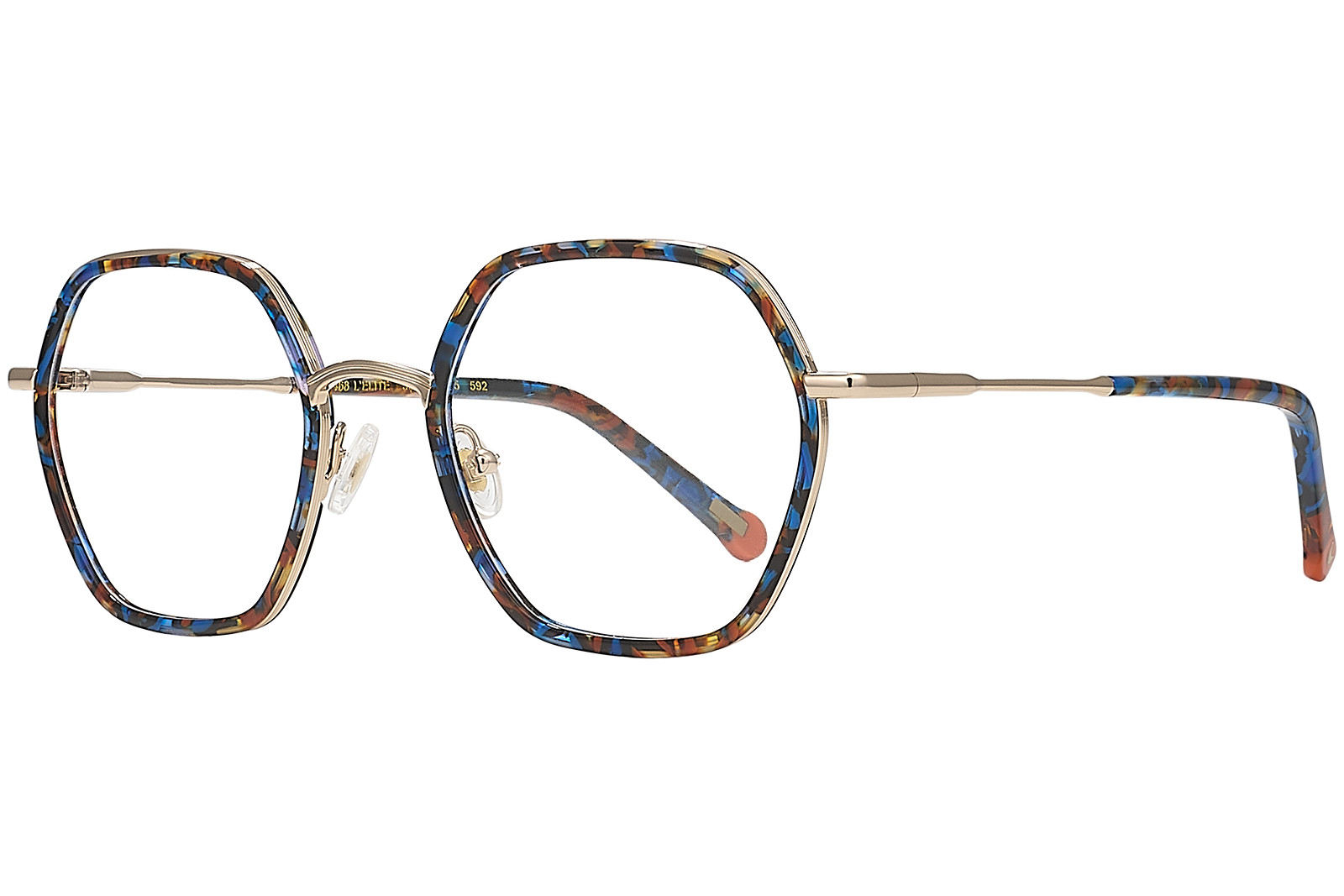 Clémence & Margaux L'Elite lunettes de vue marbré rose brun hexagonale