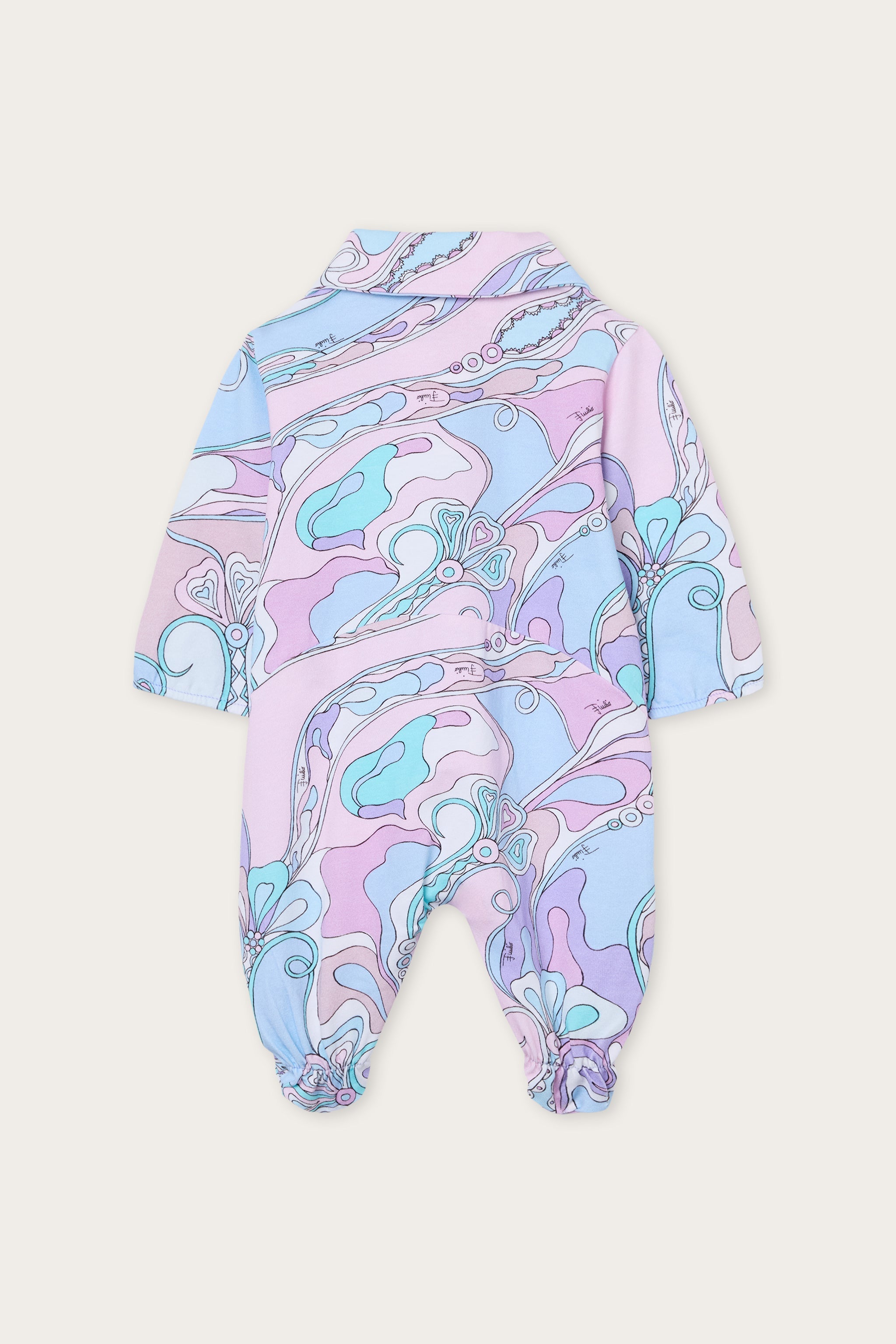 Emilio Pucci Orchidee grenouillère coton rose bleu 6M