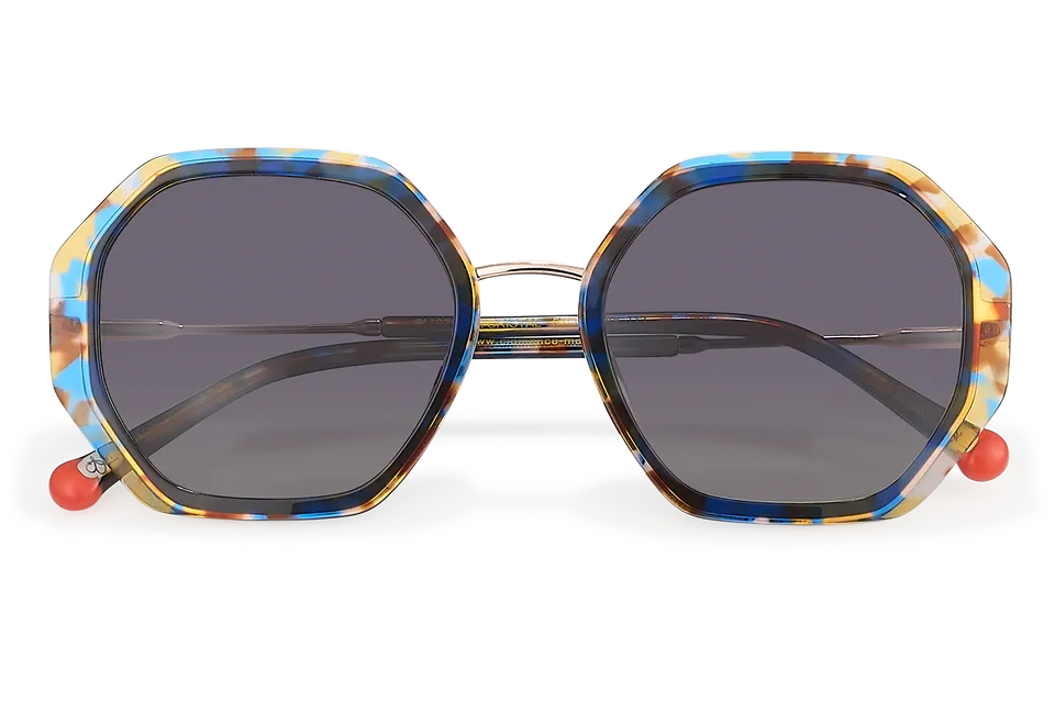 Clémence & Margaux Cristal lunettes de soleil Moucheté Bleu & Jaune polarisé