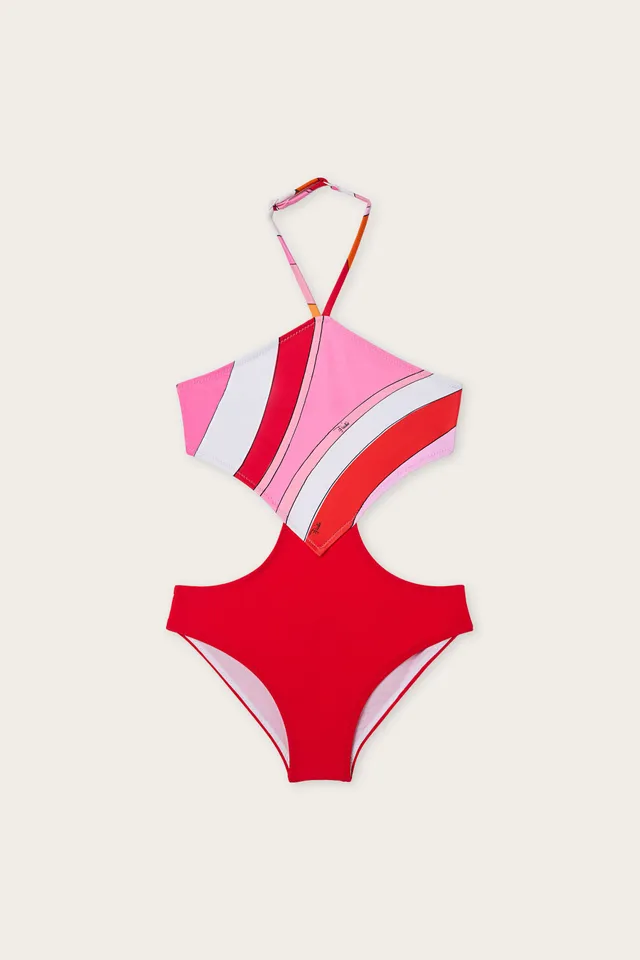 Emilio Pucci maillot 1 pièce fille rose lycra cut-out