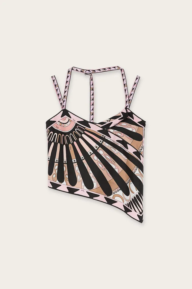 Emilio Pucci Top Foulard Seta Stampa Soleil top nude 38