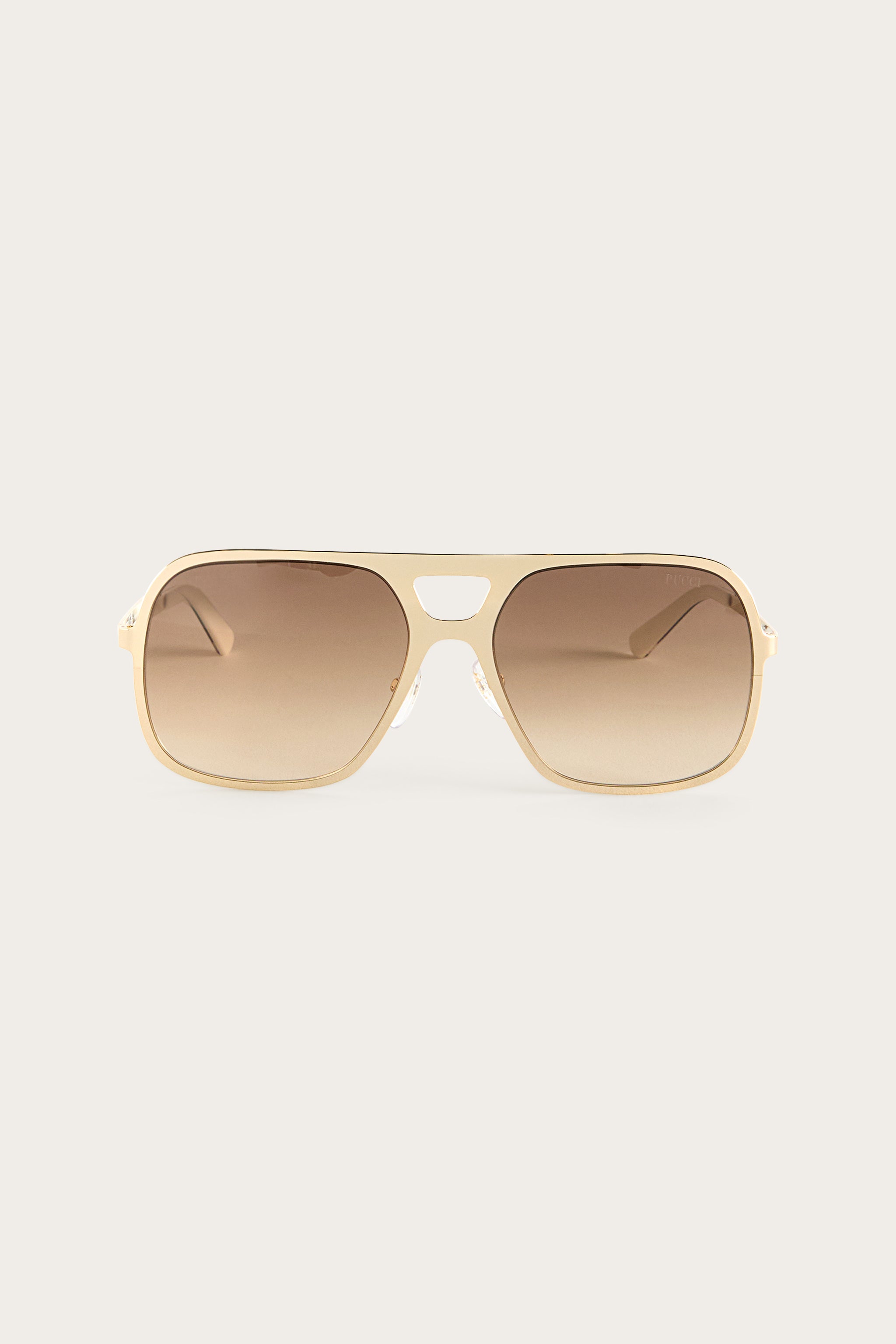 Emilio Pucci aviateur lunettes de soleil marron métal doré