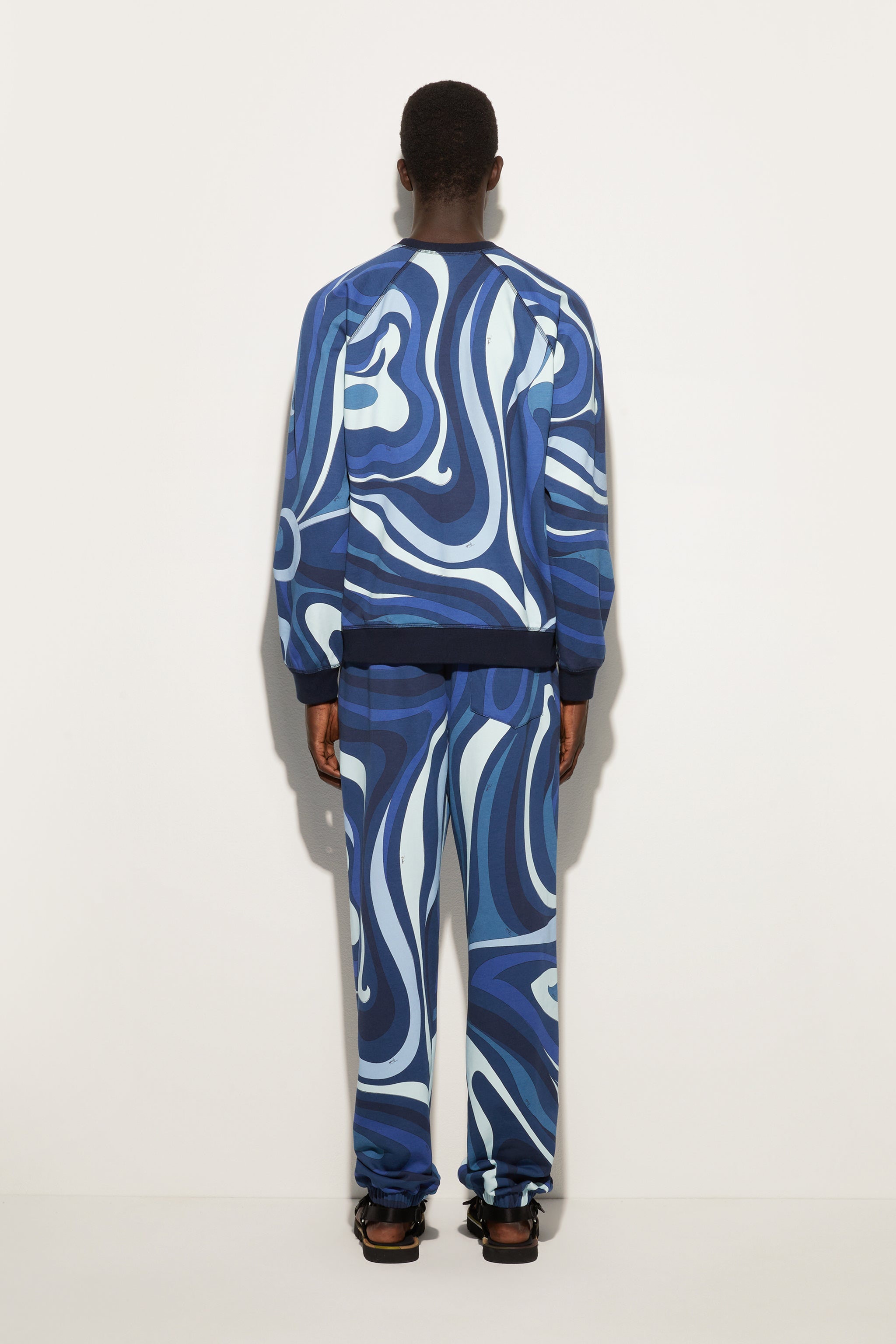 Emilio Pucci Felpa Marmo sweat indigo pile coton homme
