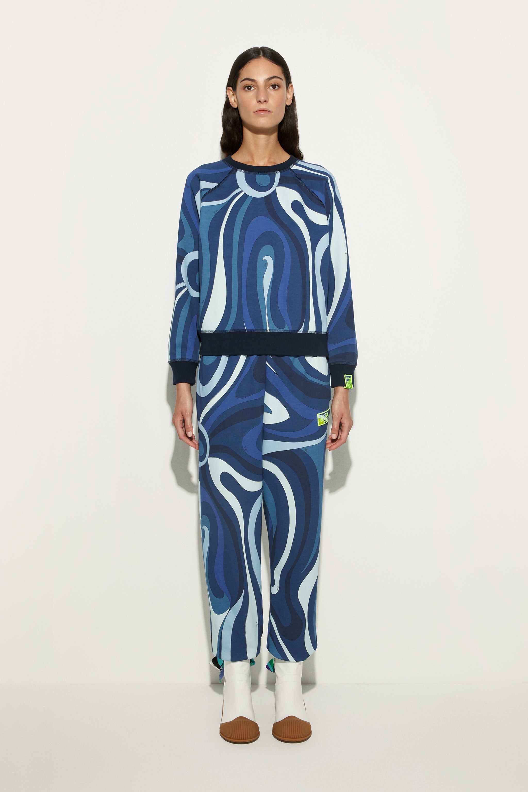Emilio Pucci Stampa Marmo sweat indigo femme pile