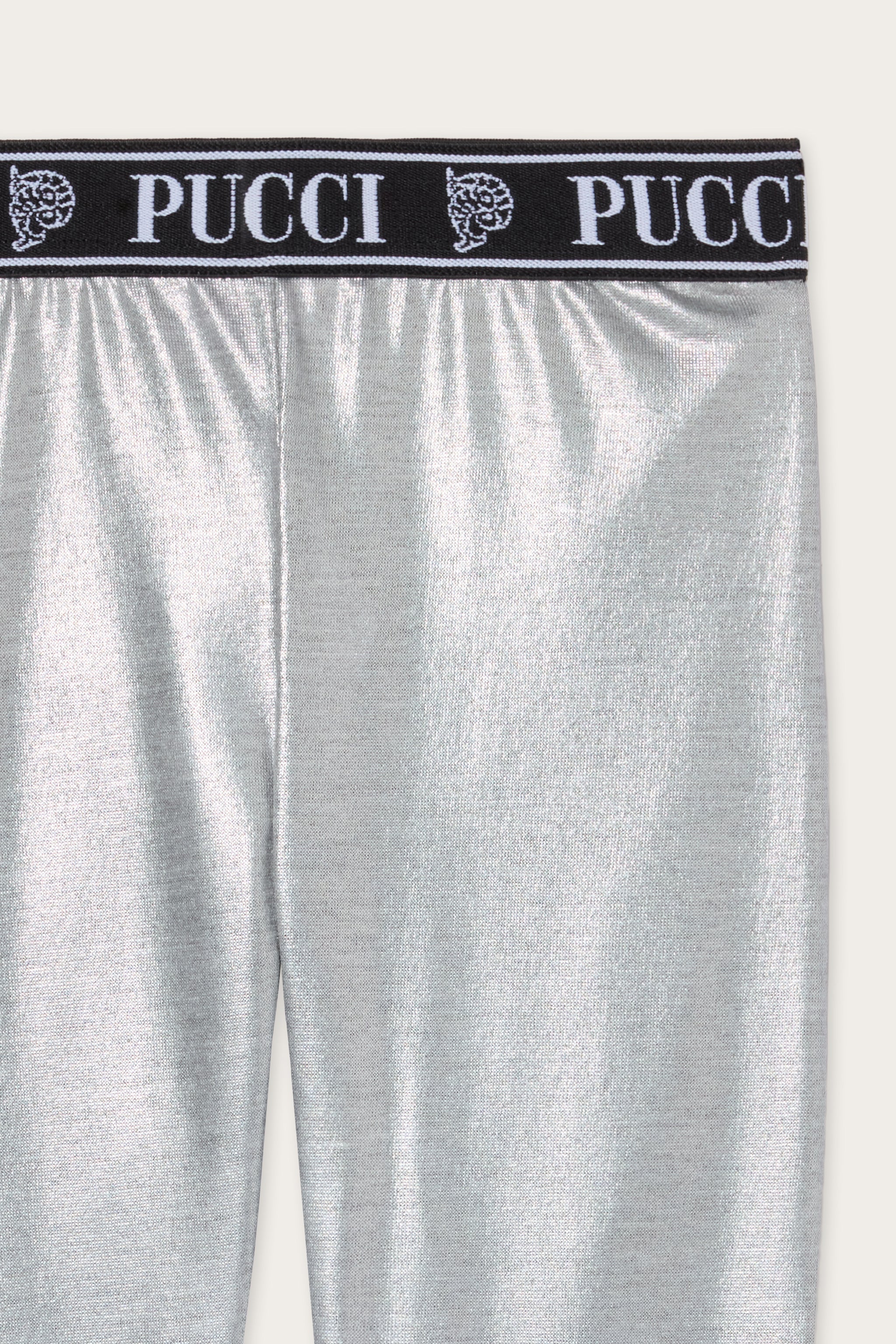 Emilio Pucci PANTS leggings laminé silver junior 10Y