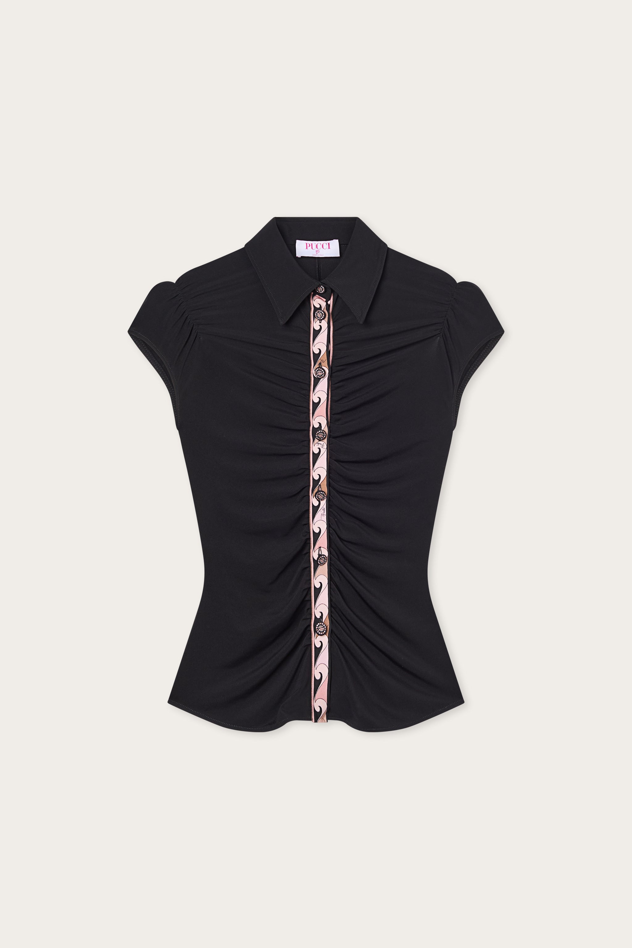 Emilio Pucci blouse noir viscose drapée 38