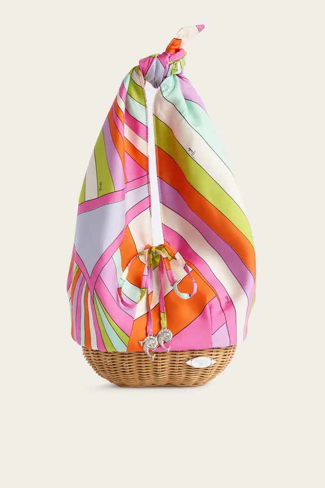 Emilio Pucci Picnic sac soie multicolore iride bambou OS