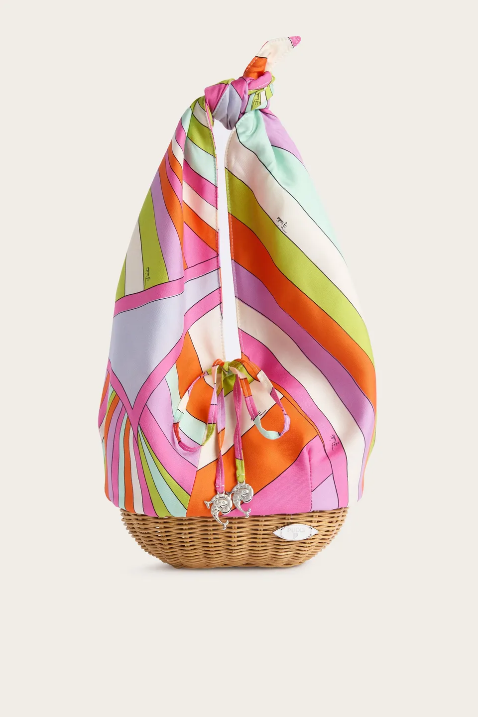Emilio Pucci Picnic sac soie multicolore iride bambou OS