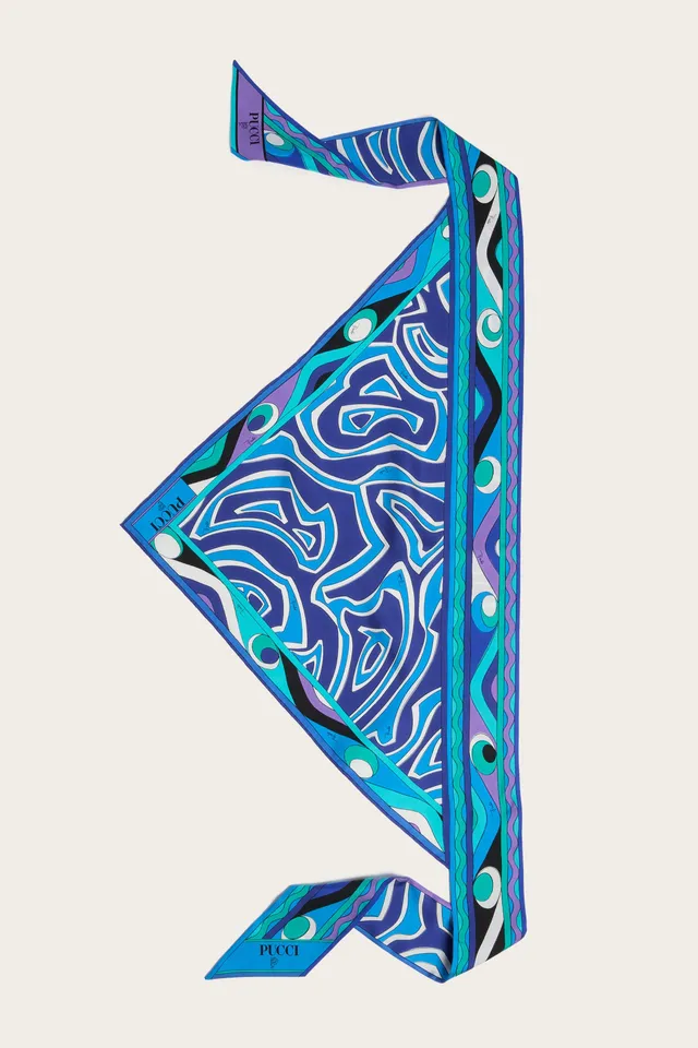 Emilio Pucci Foulard a Triangolo foulard soie turquoise bleu