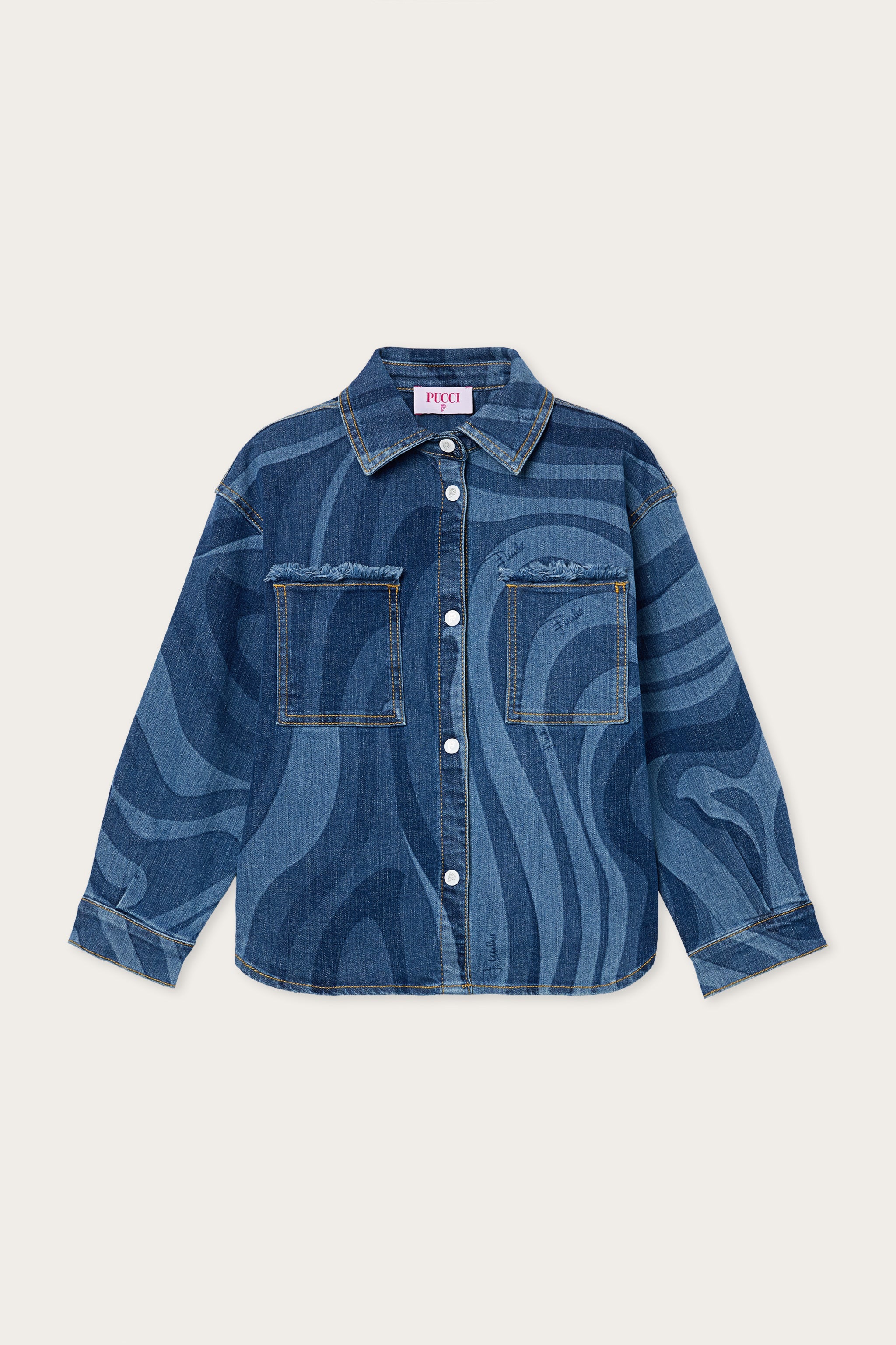 Emilio Pucci TOPS chemise fille bleu 10Y Marmo denim