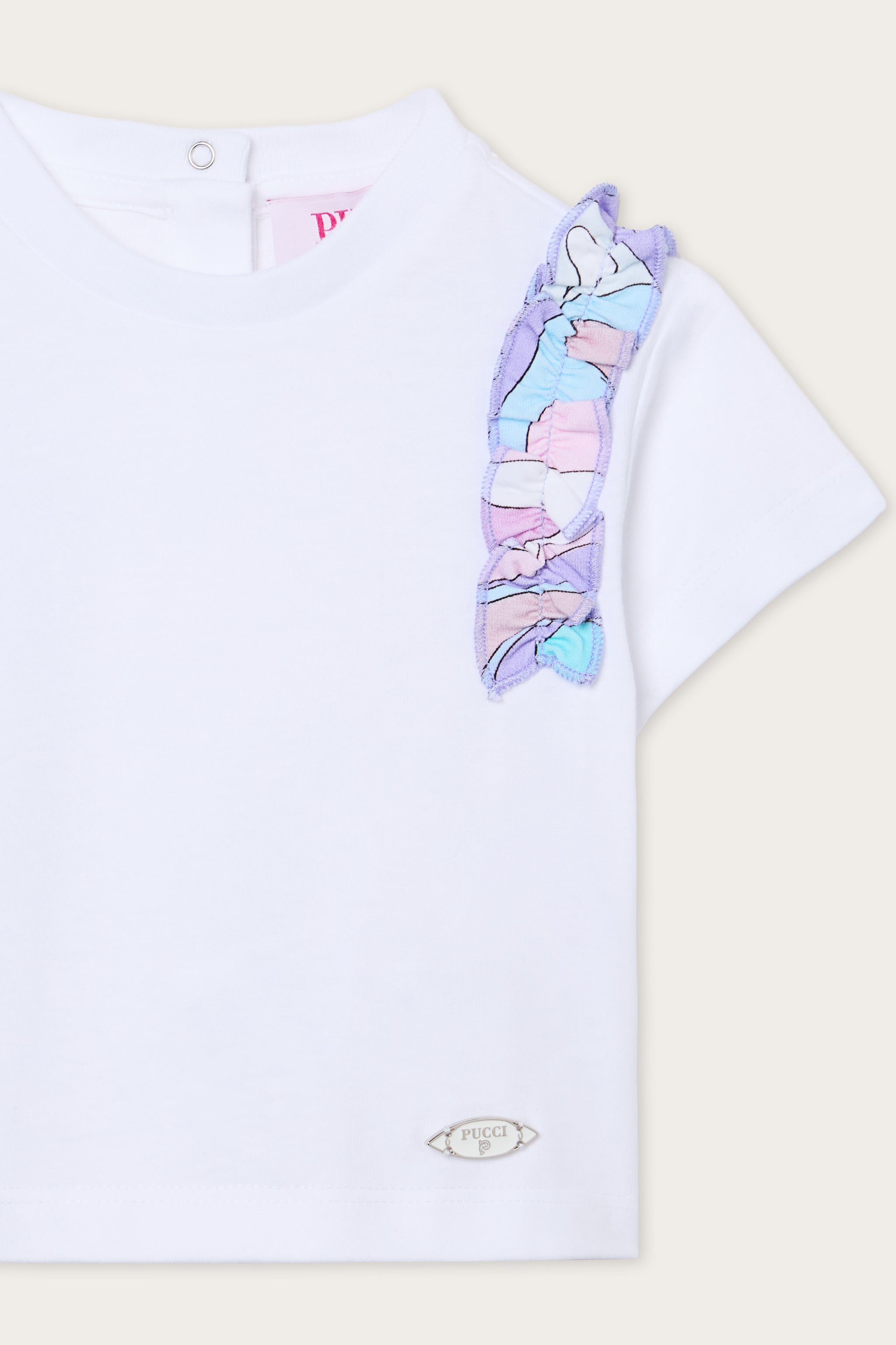 Emilio Pucci T-shirt bébé blanc coton bio ruches