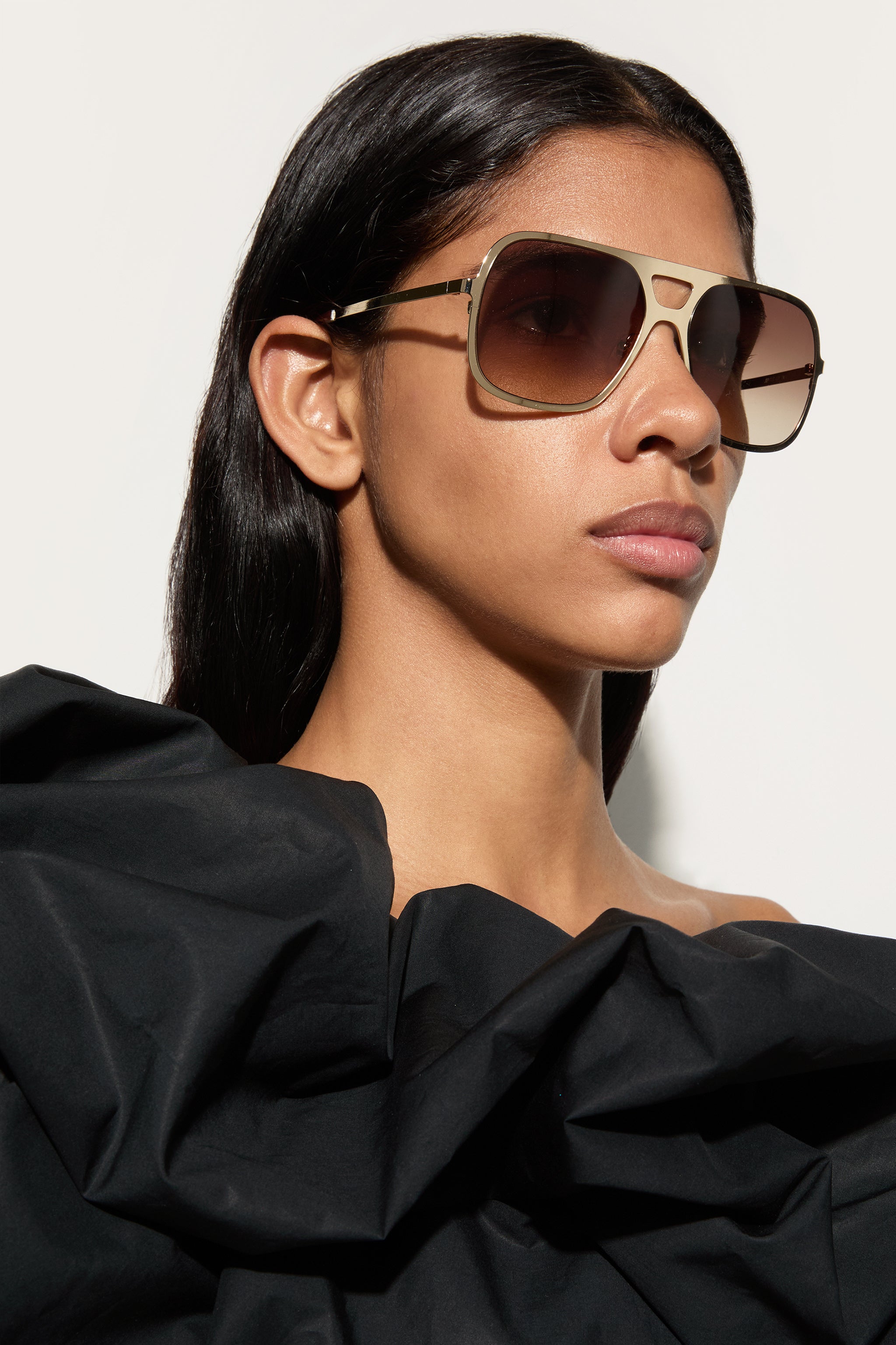 Emilio Pucci aviateur lunettes de soleil marron métal doré