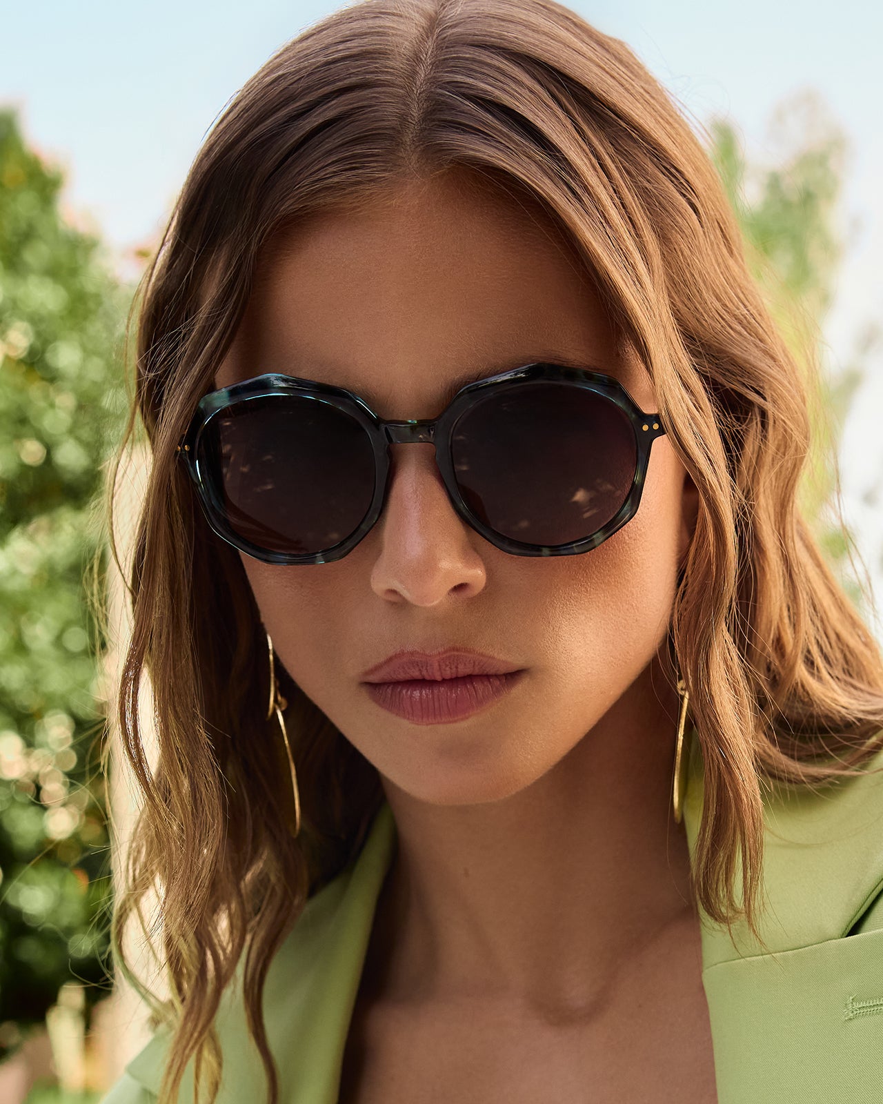 Clémence & Margaux La Saint-Trop lunettes de soleil moucheté bleu vert