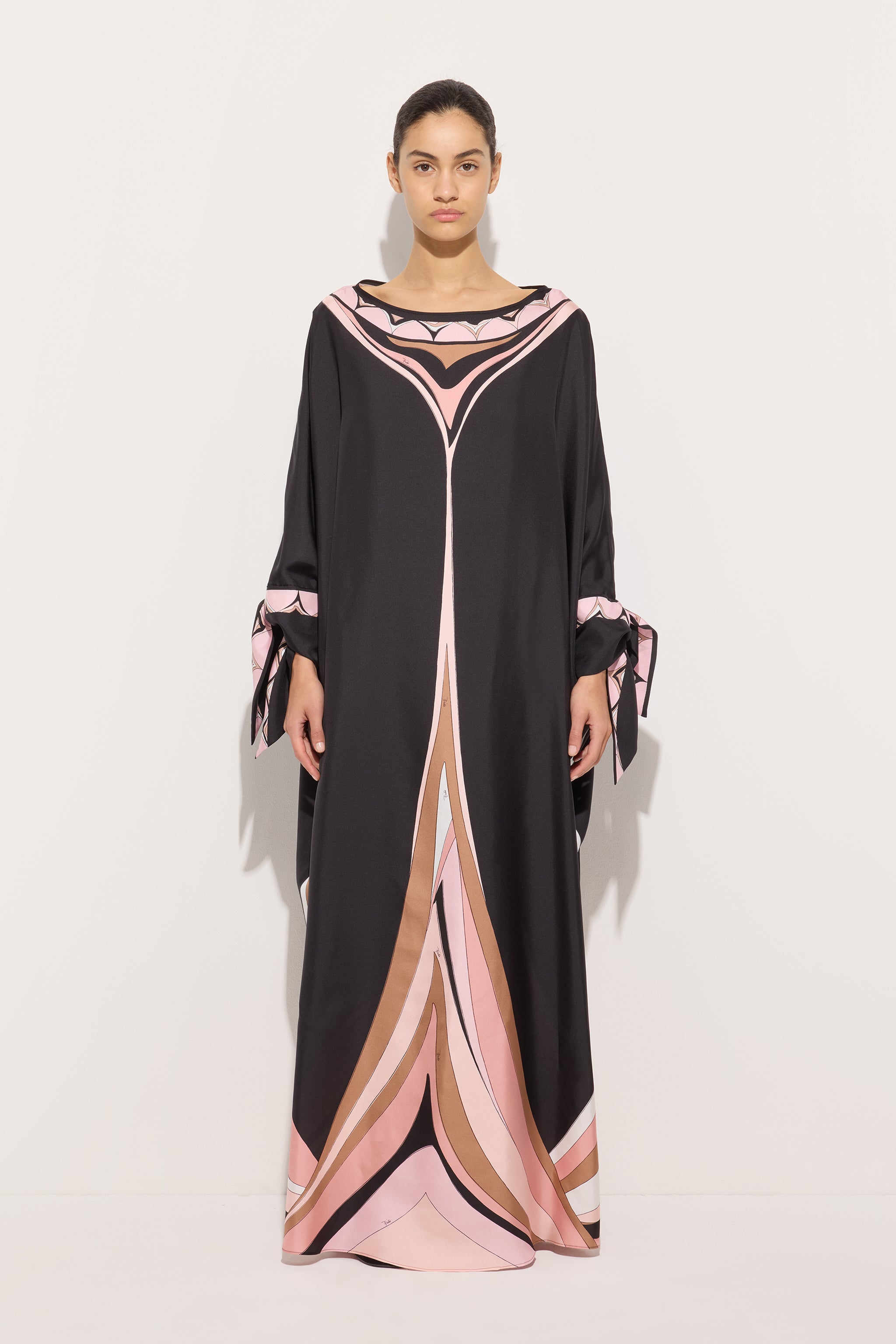 Emilio Pucci Fari caftan soie nude manches nouées