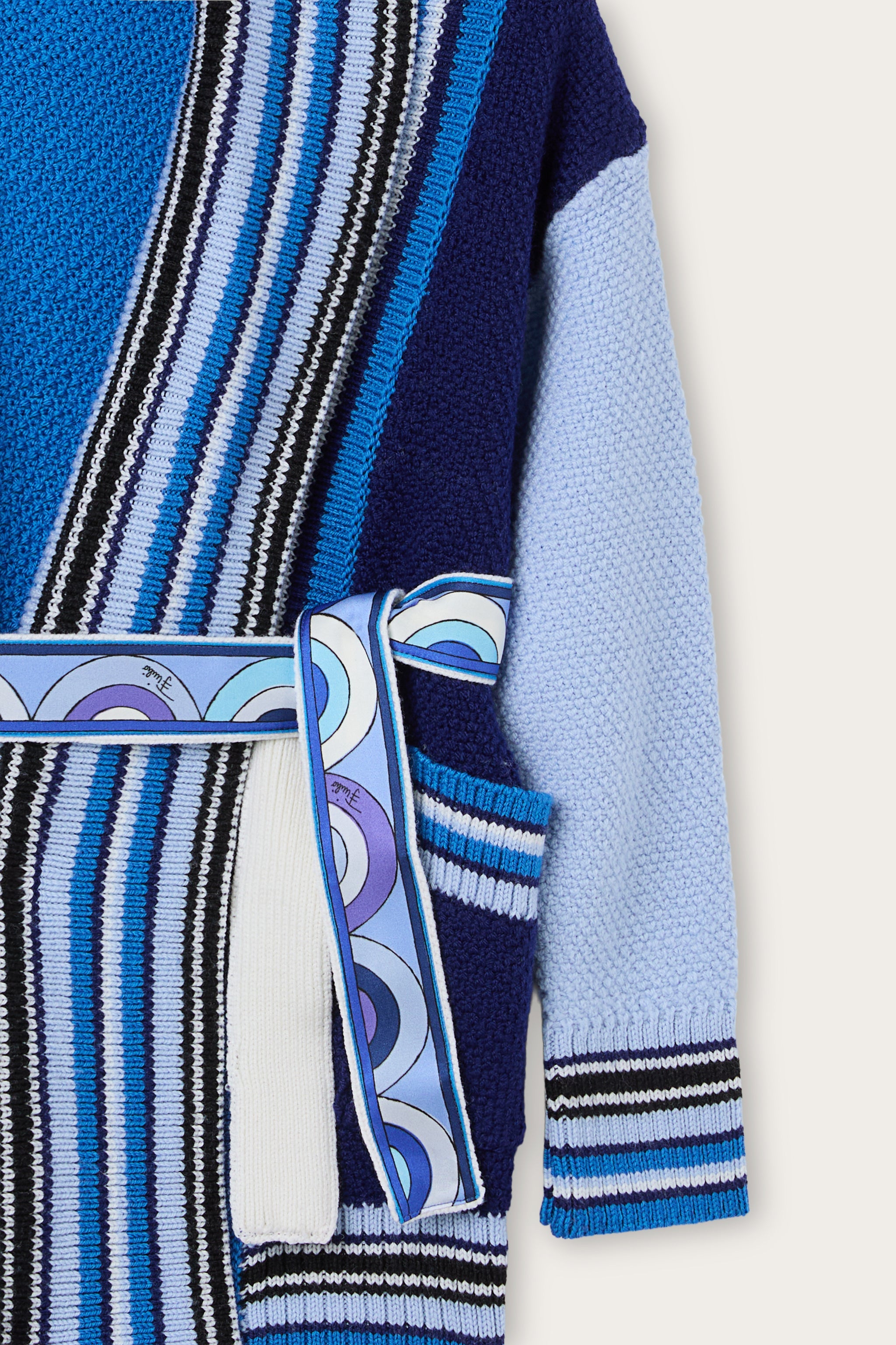 Emilio Pucci Cardigan Ceinture Bleu Ciel Laine Enfant