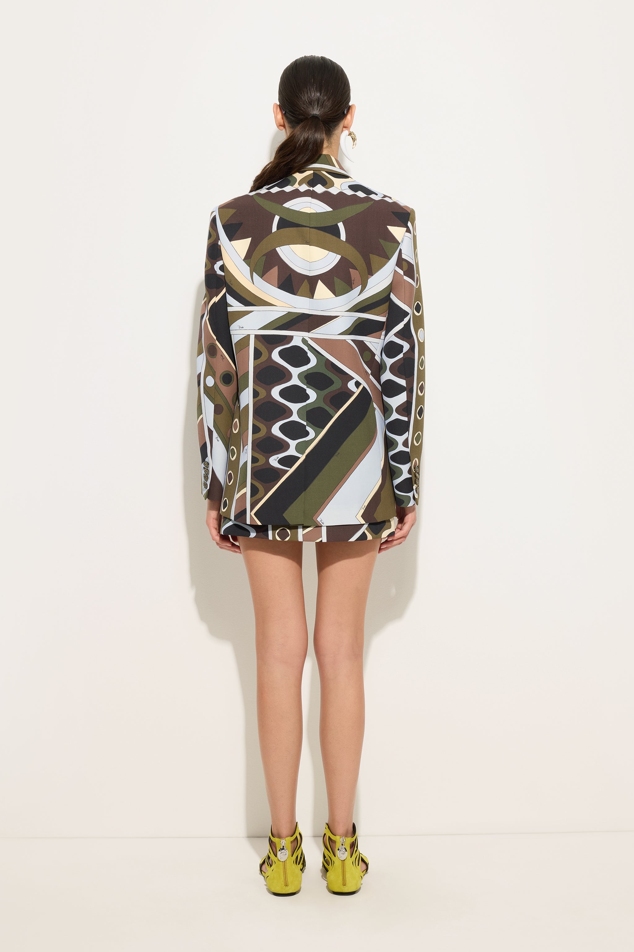 Emilio Pucci Vivara veste laine oversize kaki bleu