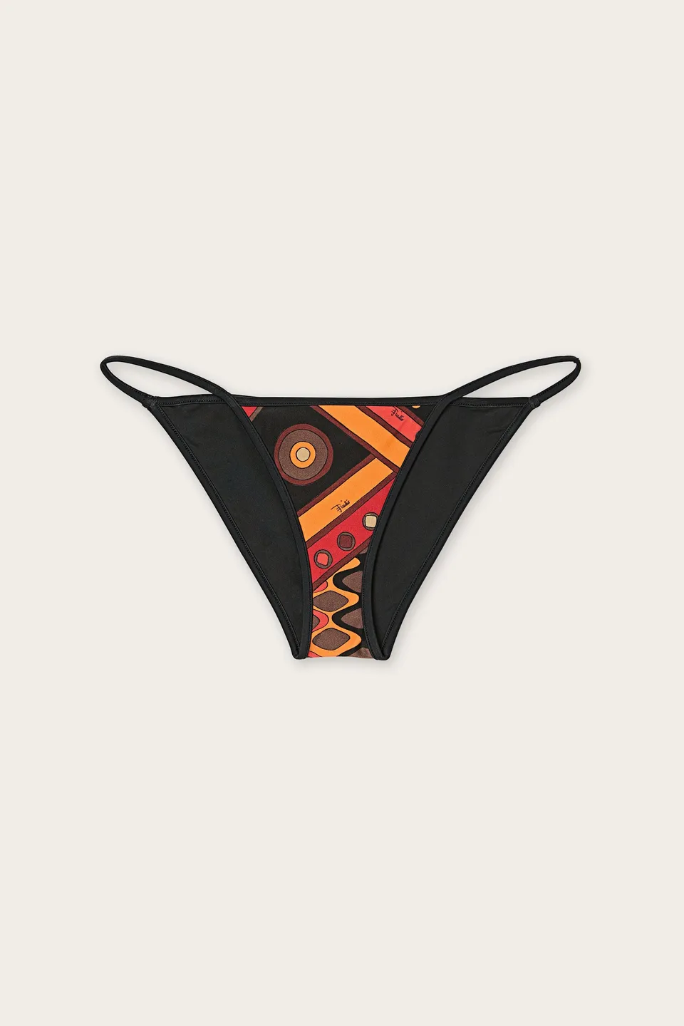 Emilio Pucci Bikini slip Vivara bas de maillot orange noir lycra