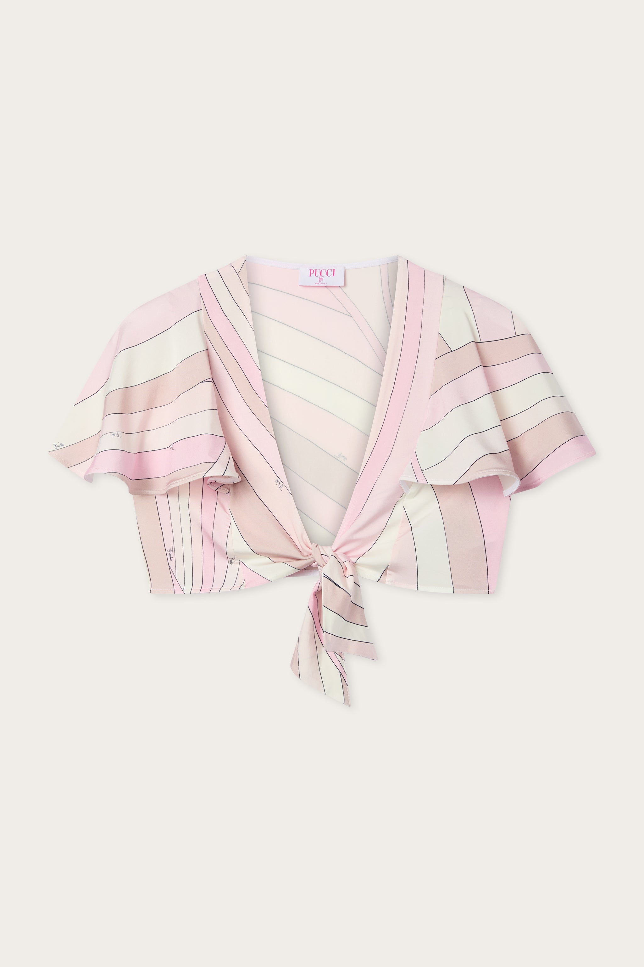Emilio Pucci Iride top satin rose nude noeud 38-48