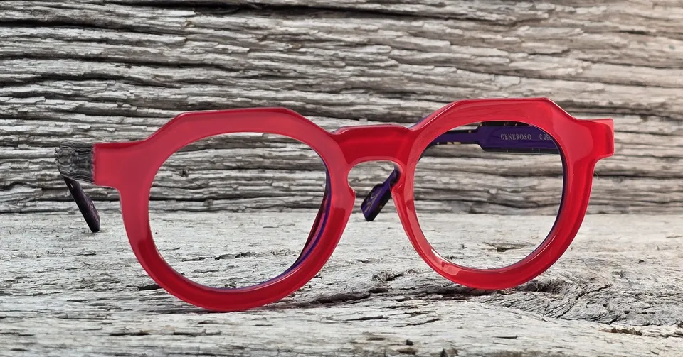 Xavier Derome Generoso C299 monture rouge ronde écaille