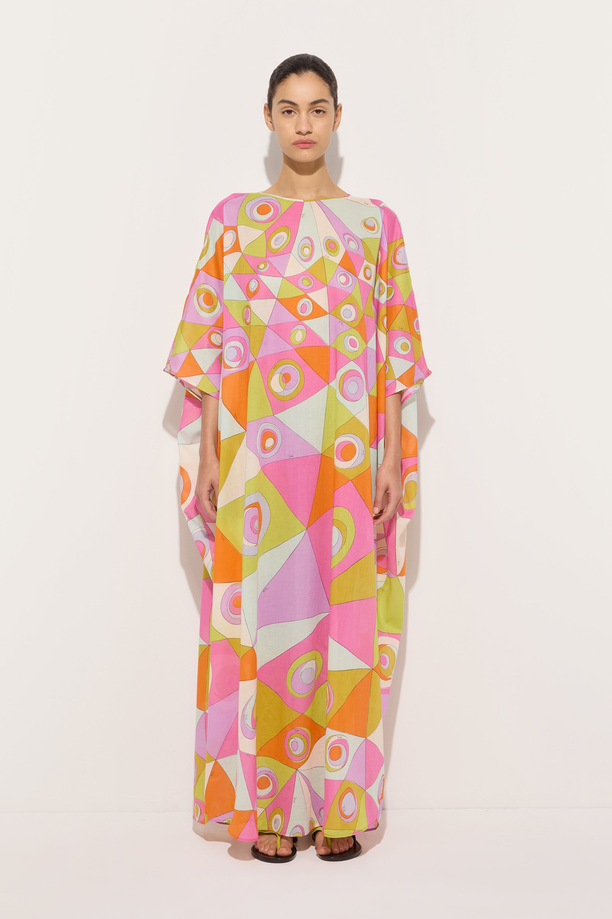Emilio Pucci Occhi Caftan Coton Multicolore OS