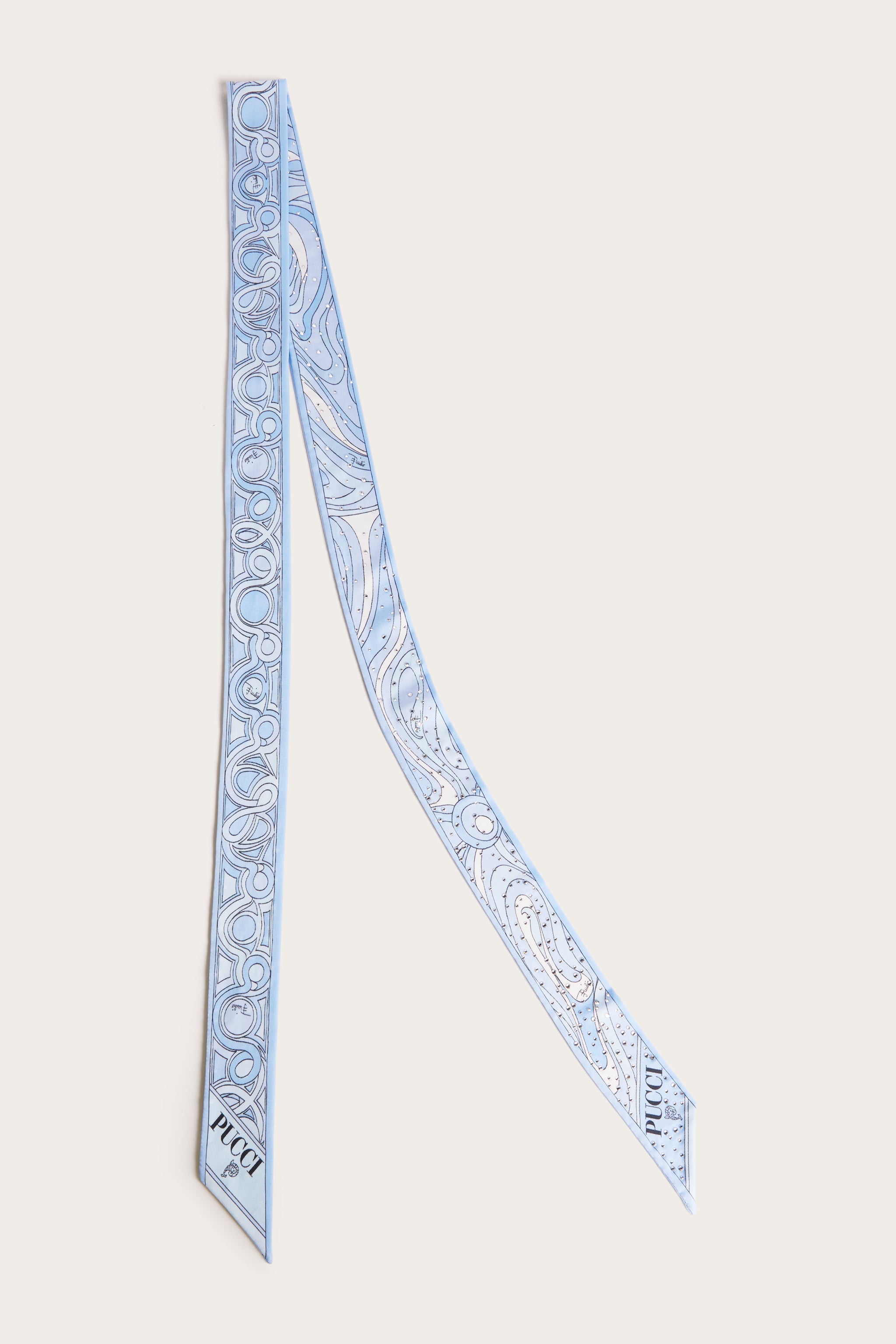 Emilio Pucci Silks 6HGB256HC302 bandeau foulard bleu clair strass
