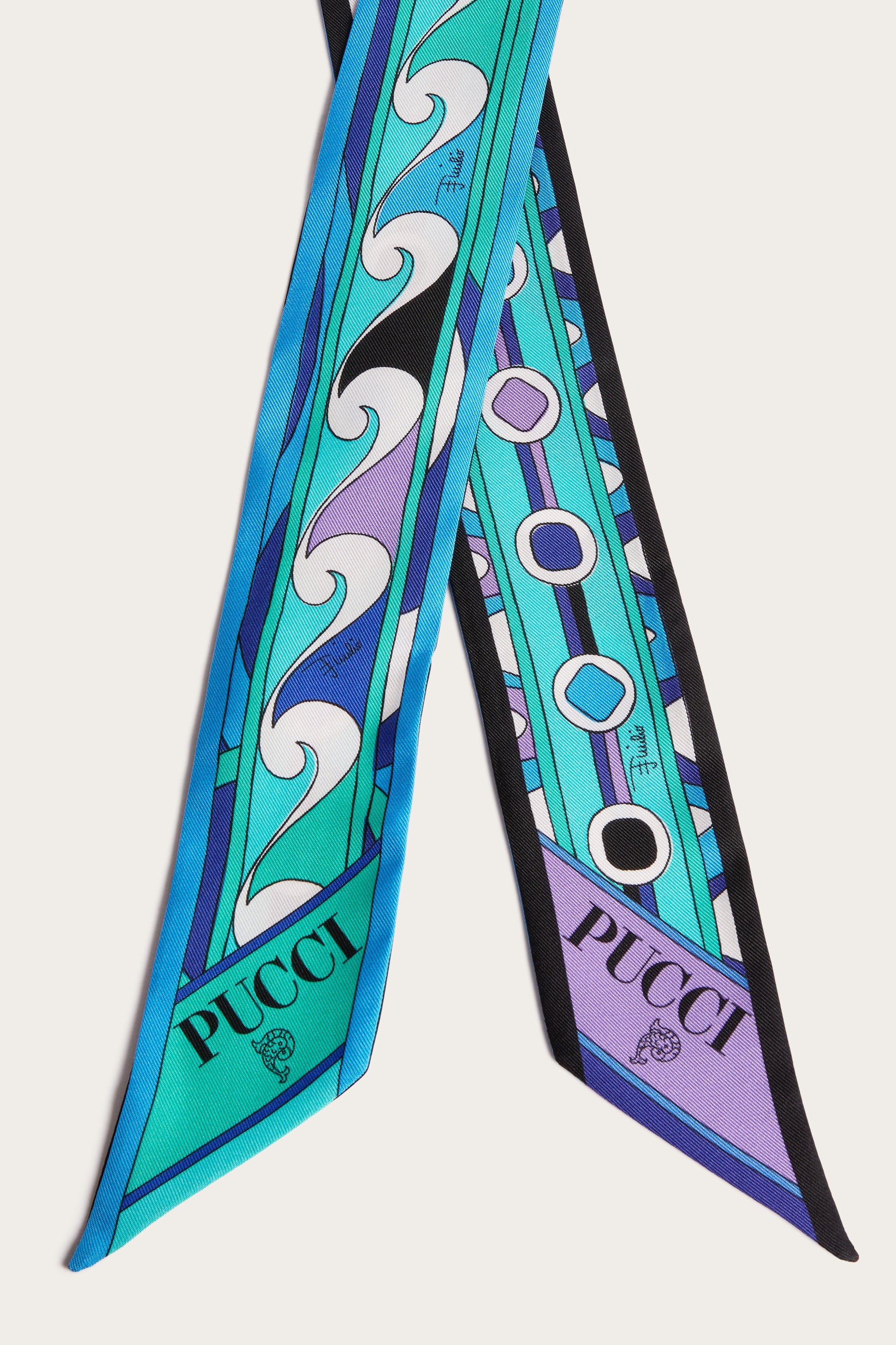 Emilio Pucci Silks Bandeau foulard soie turquoise 120cm