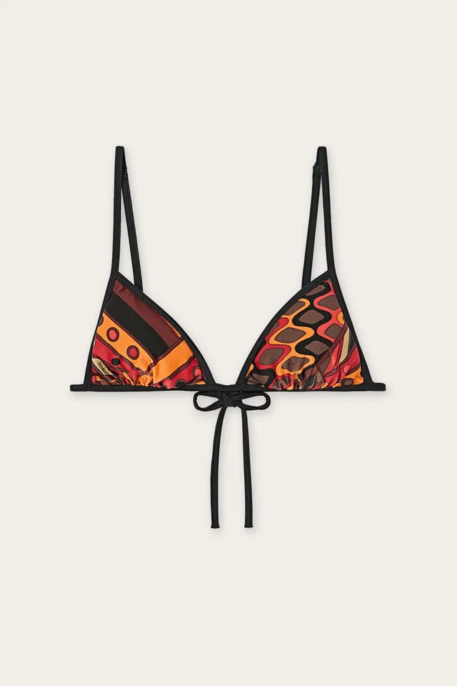 Emilio Pucci Haut Bikini Vivara triangle lycra Orange S