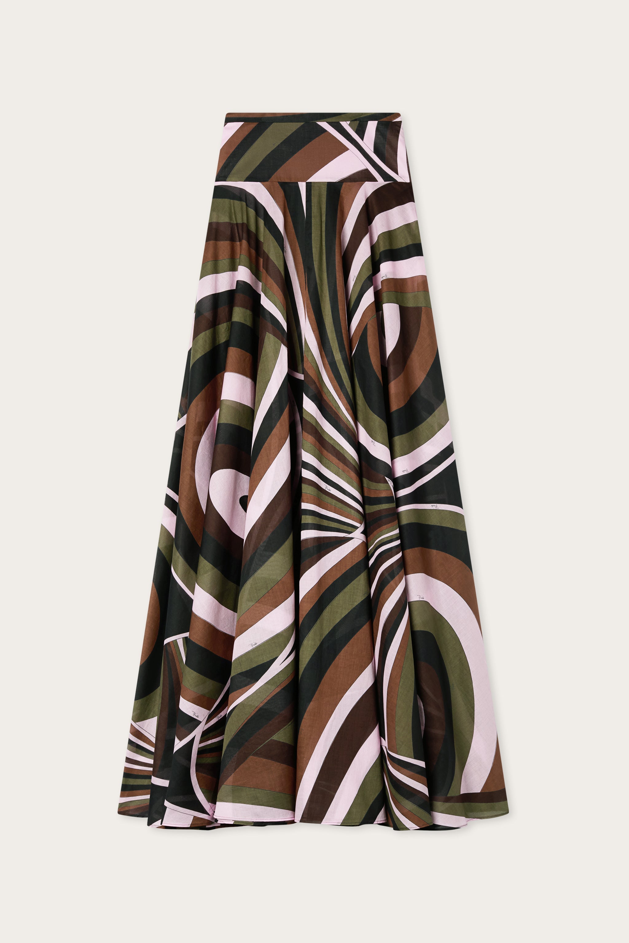 Emilio Pucci jupe mousseline coton Iride kaki rose