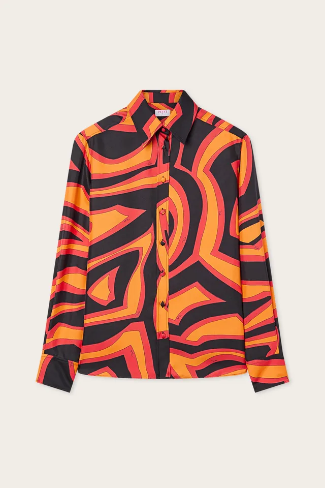 Emilio Pucci Tops Camicia Labirinto chemise soie orange