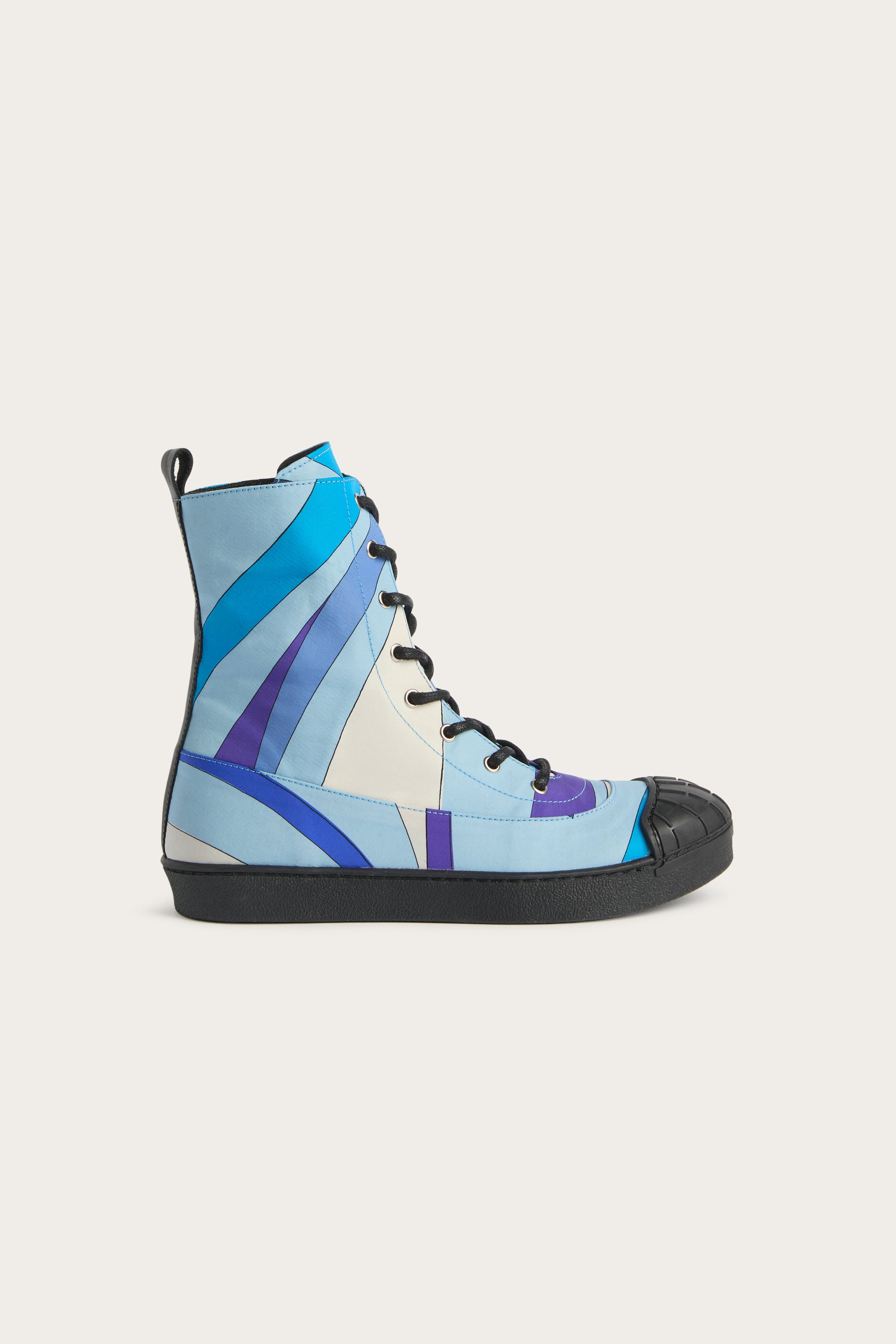 Emilio Pucci Shoes Marmo bottines enfant ivoire bleu lacets