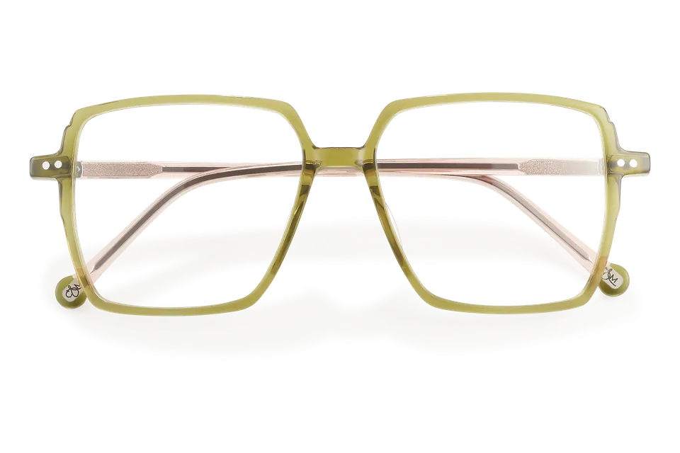 Clémence & Margaux La Nude lunettes de vue Nude & Vert carré