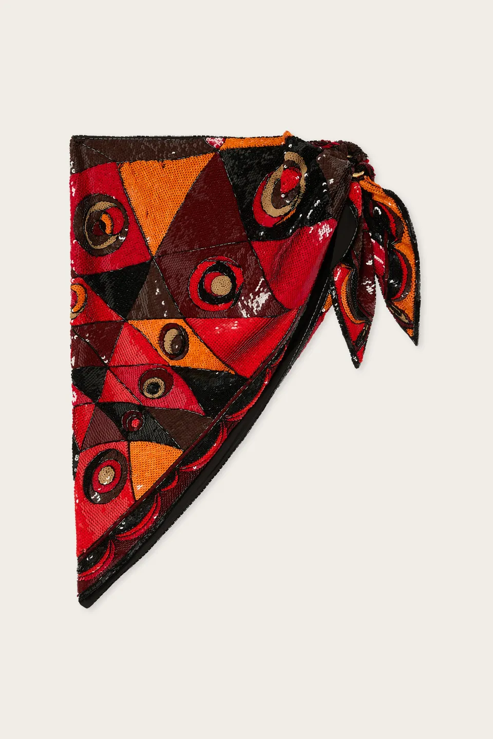 Emilio Pucci Sarong pareo foulard brodé rouge orange édition
