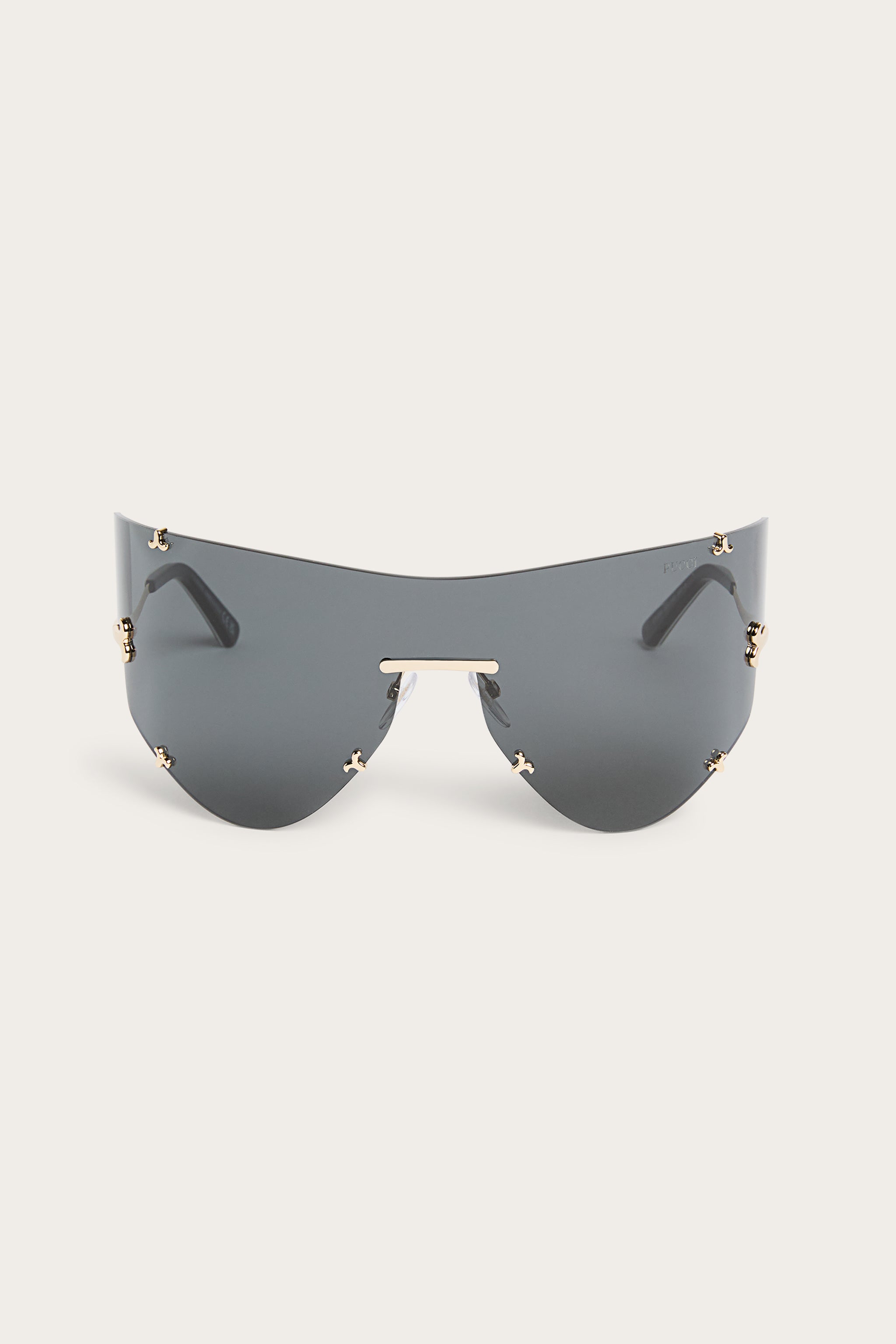 Emilio Pucci lunettes de soleil fishtail gold smoke OS masque