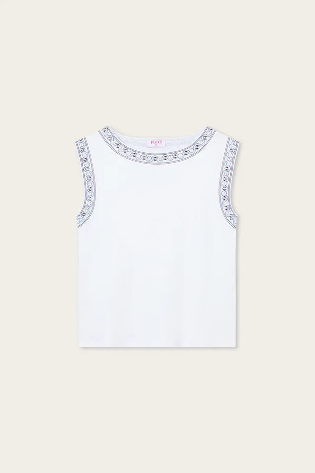 Emilio Pucci t-shirt blanc coton détails métalliques