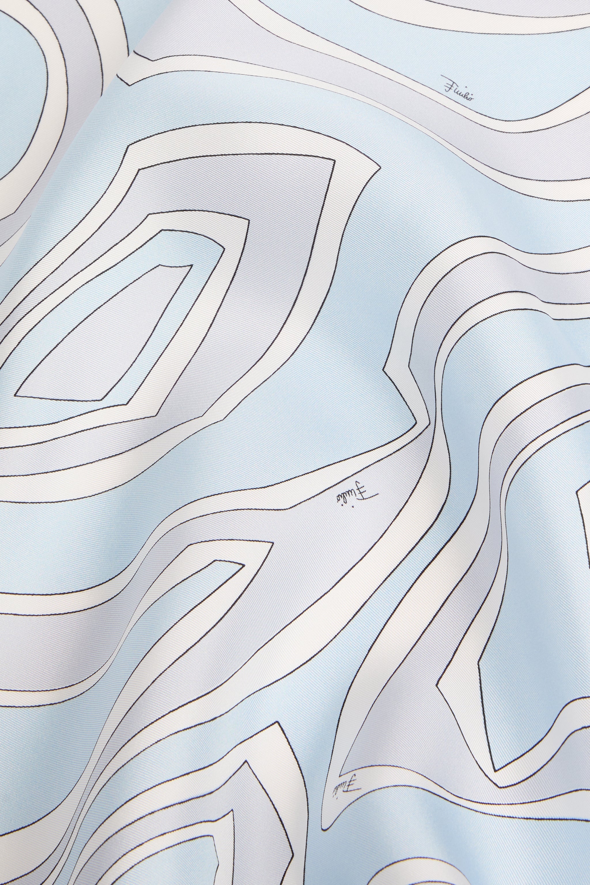 Emilio Pucci Silks foulard soie bleu clair OS imprimé Labirinto