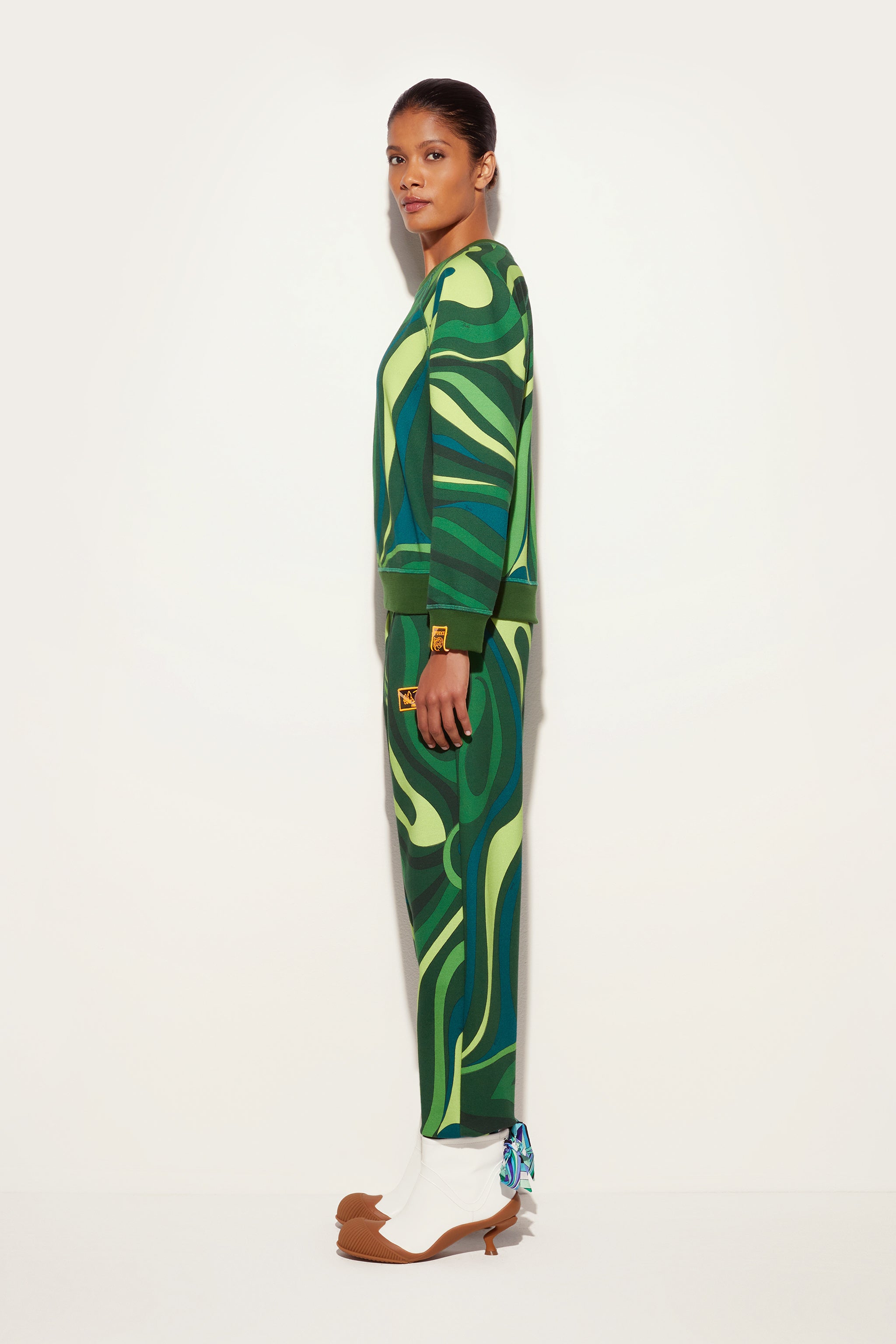 Emilio Pucci Marmo Sweat Polaire Coton Vert S