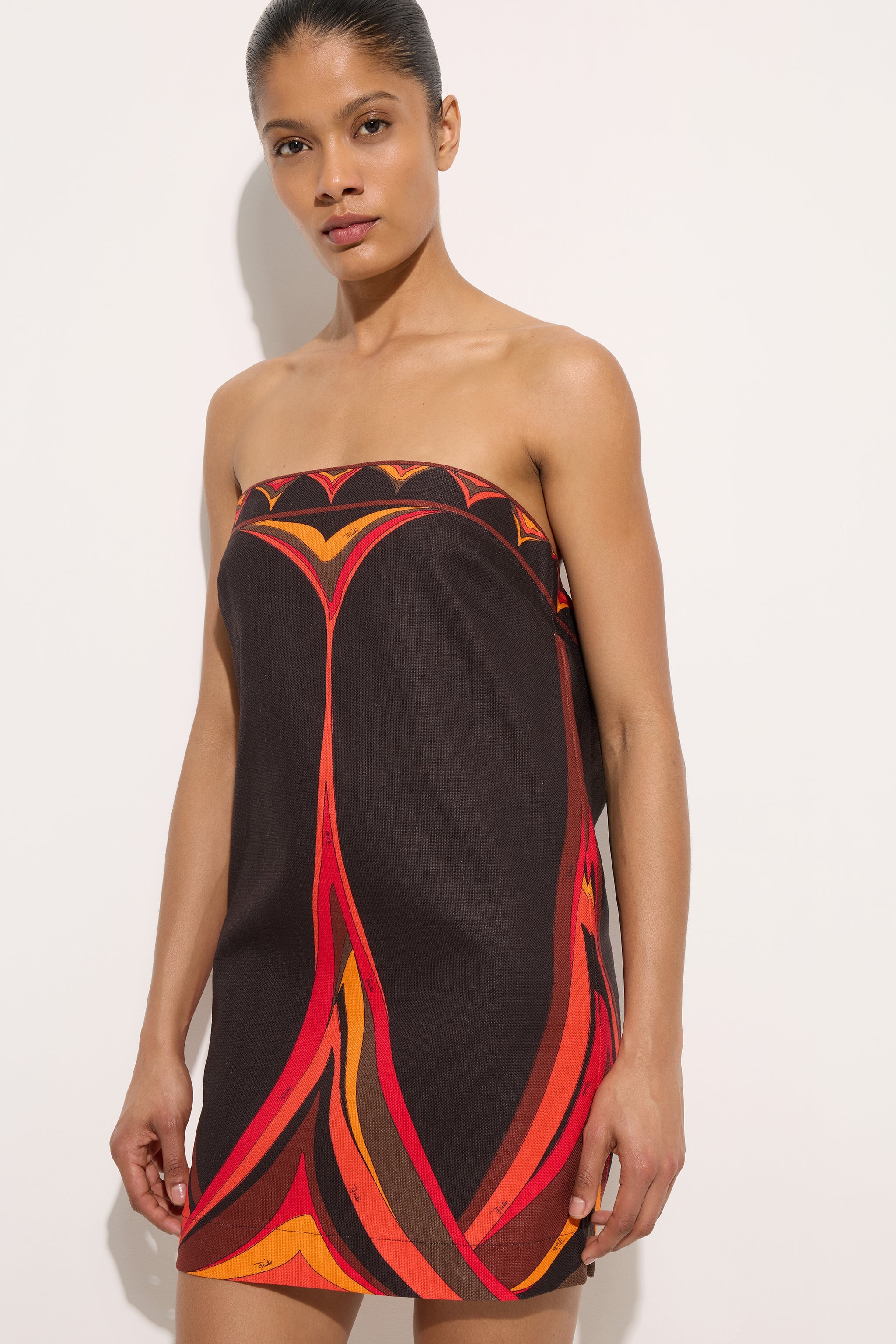 Emilio Pucci Dresses Fari robe courte orange/noir coton