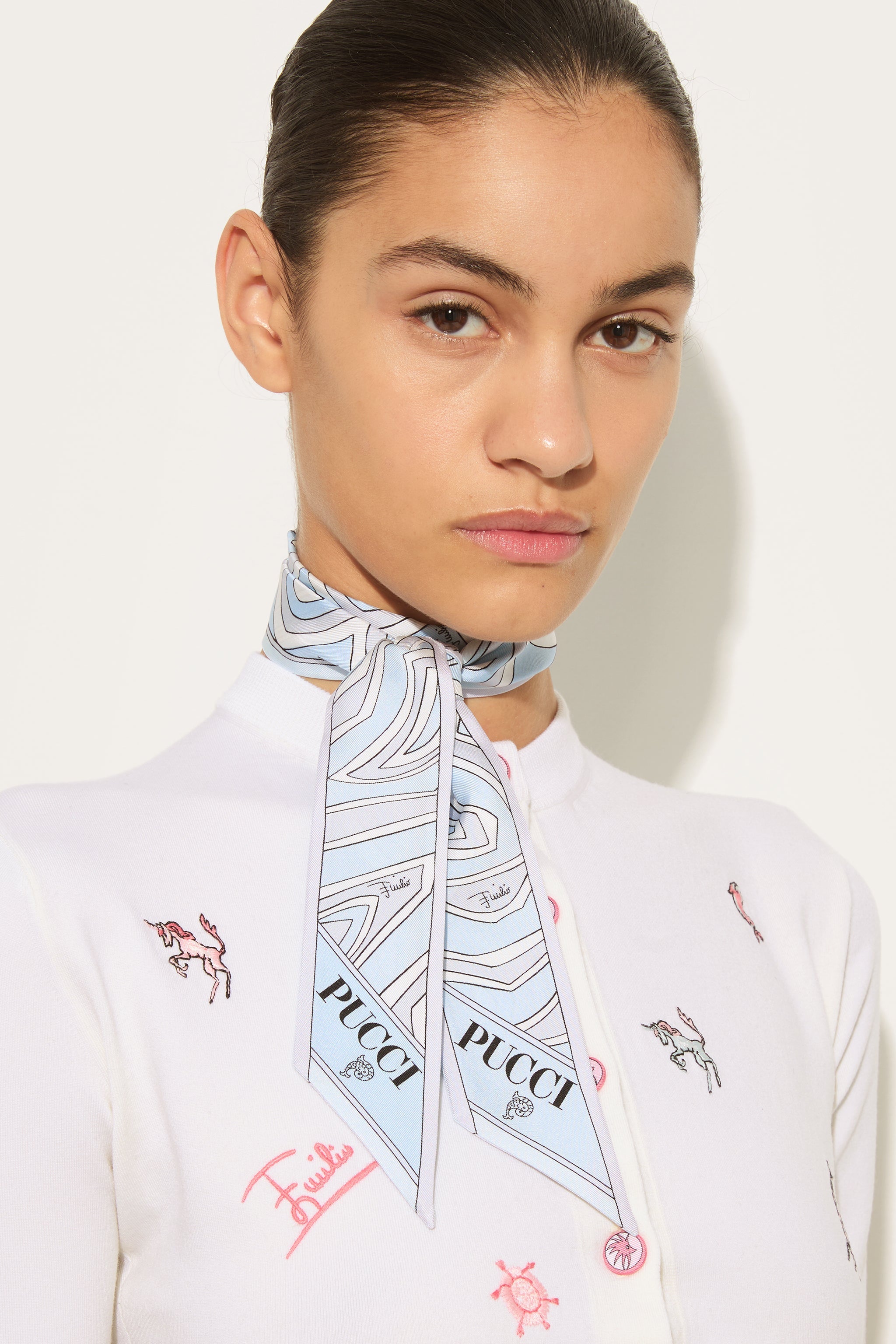 Emilio Pucci Silks Foulard Soie Bleu Clair OS